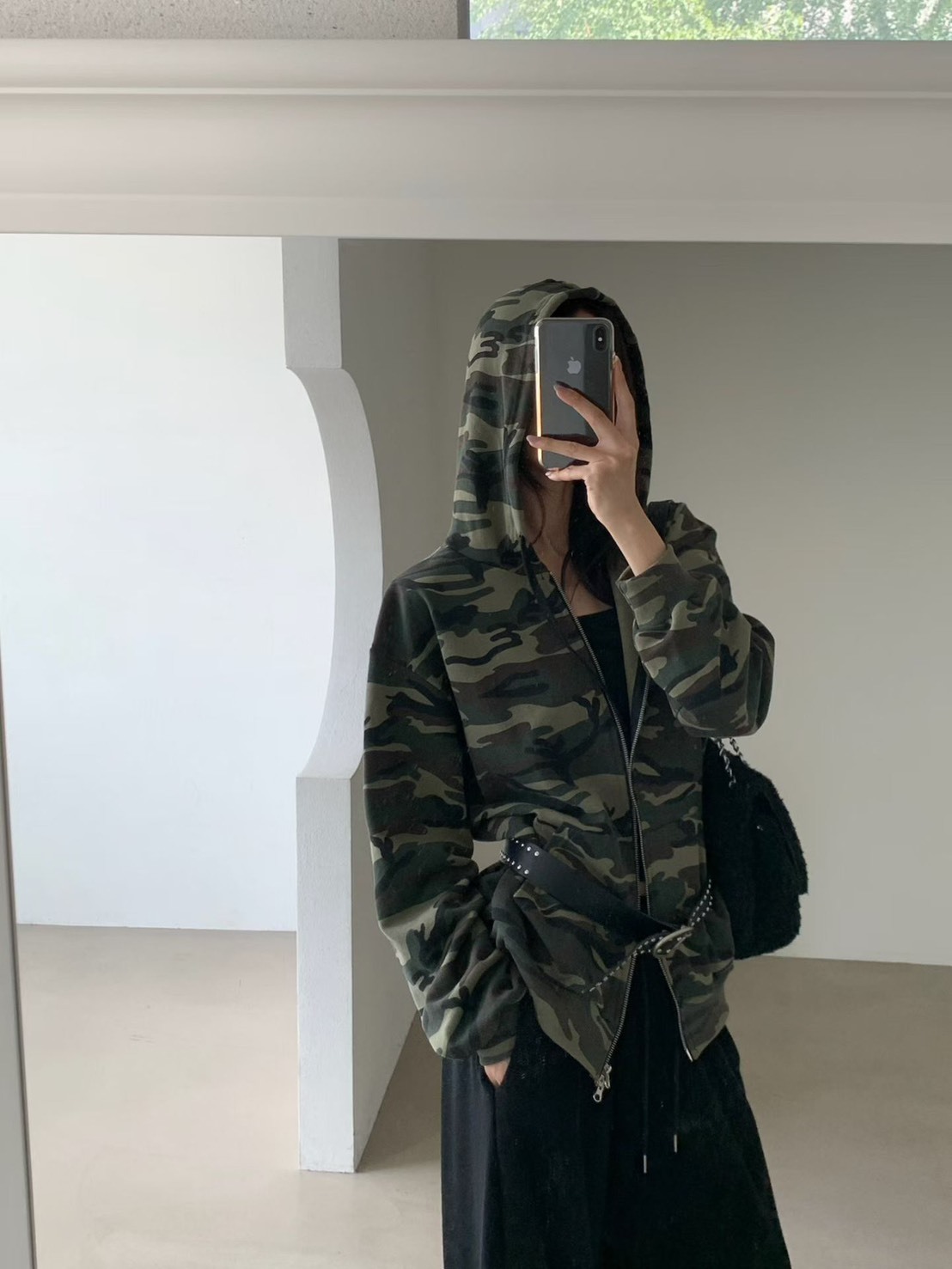 連帽迷彩綿外套