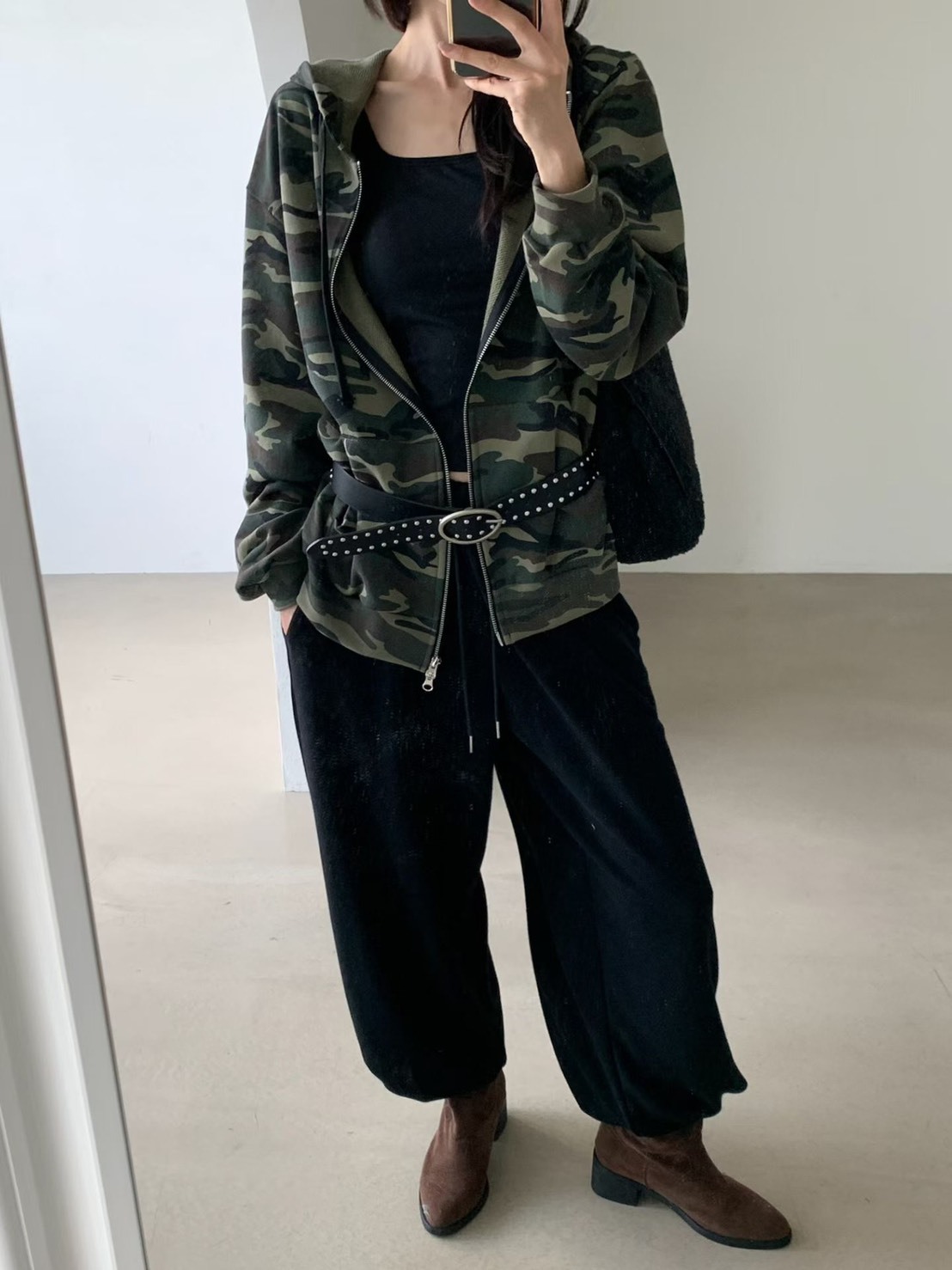 連帽迷彩綿外套
