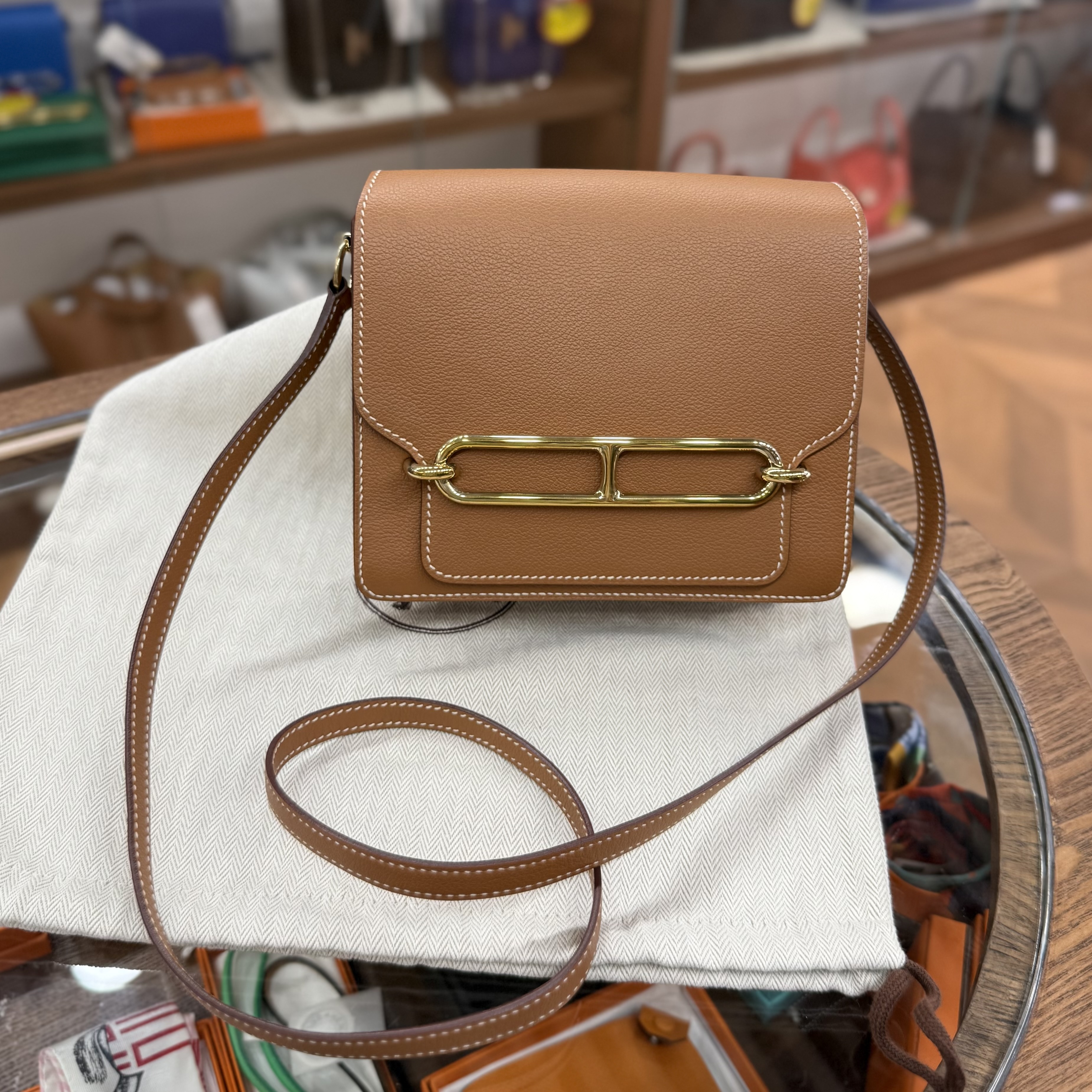 95%New Used Hermes Mini Roulis Gold Evercolor 金棕色金扣 #愛馬仕豬鼻包