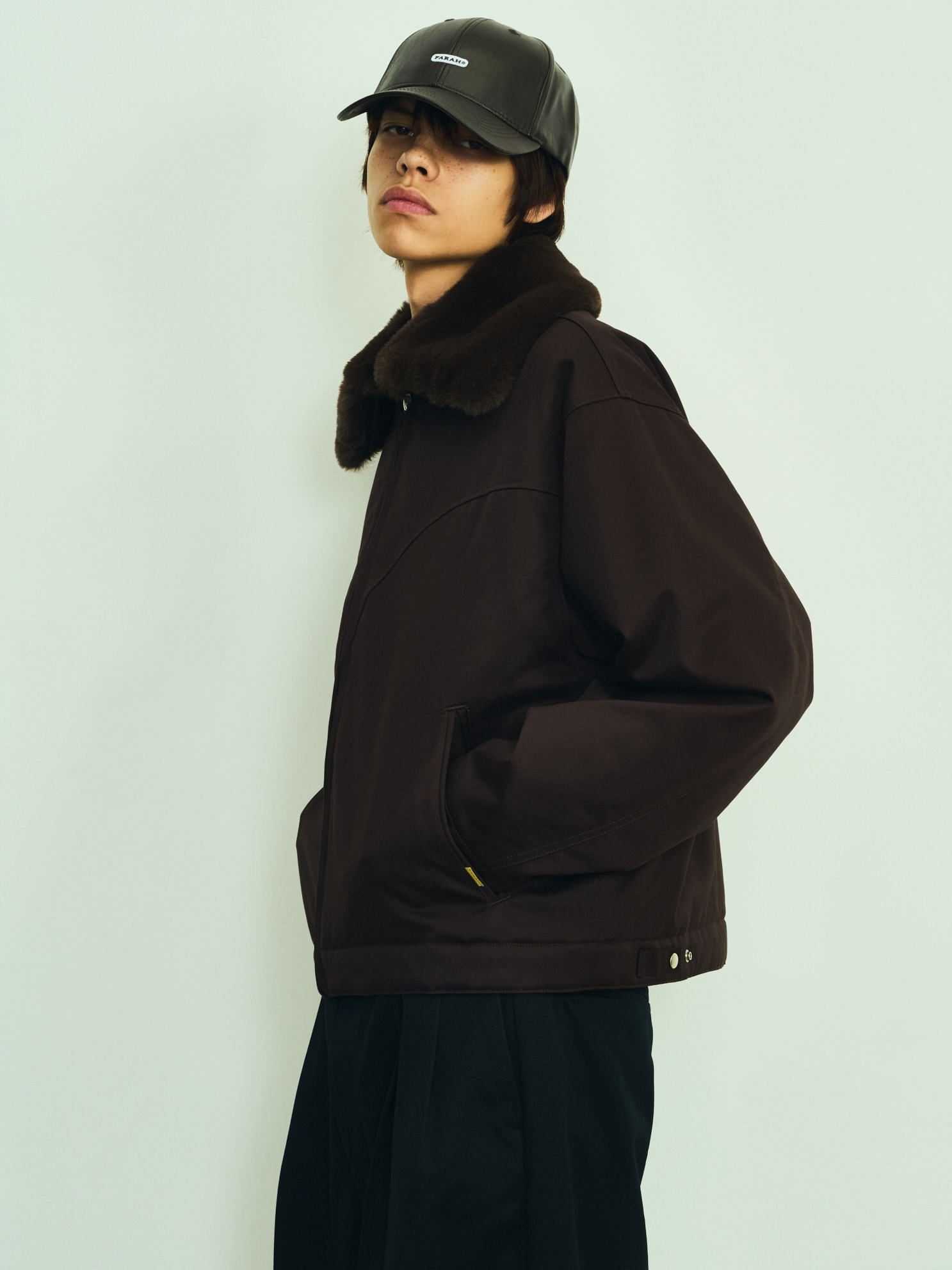 FARAH SHORT JACKET WITH DETACHABLE FUR COLLAR