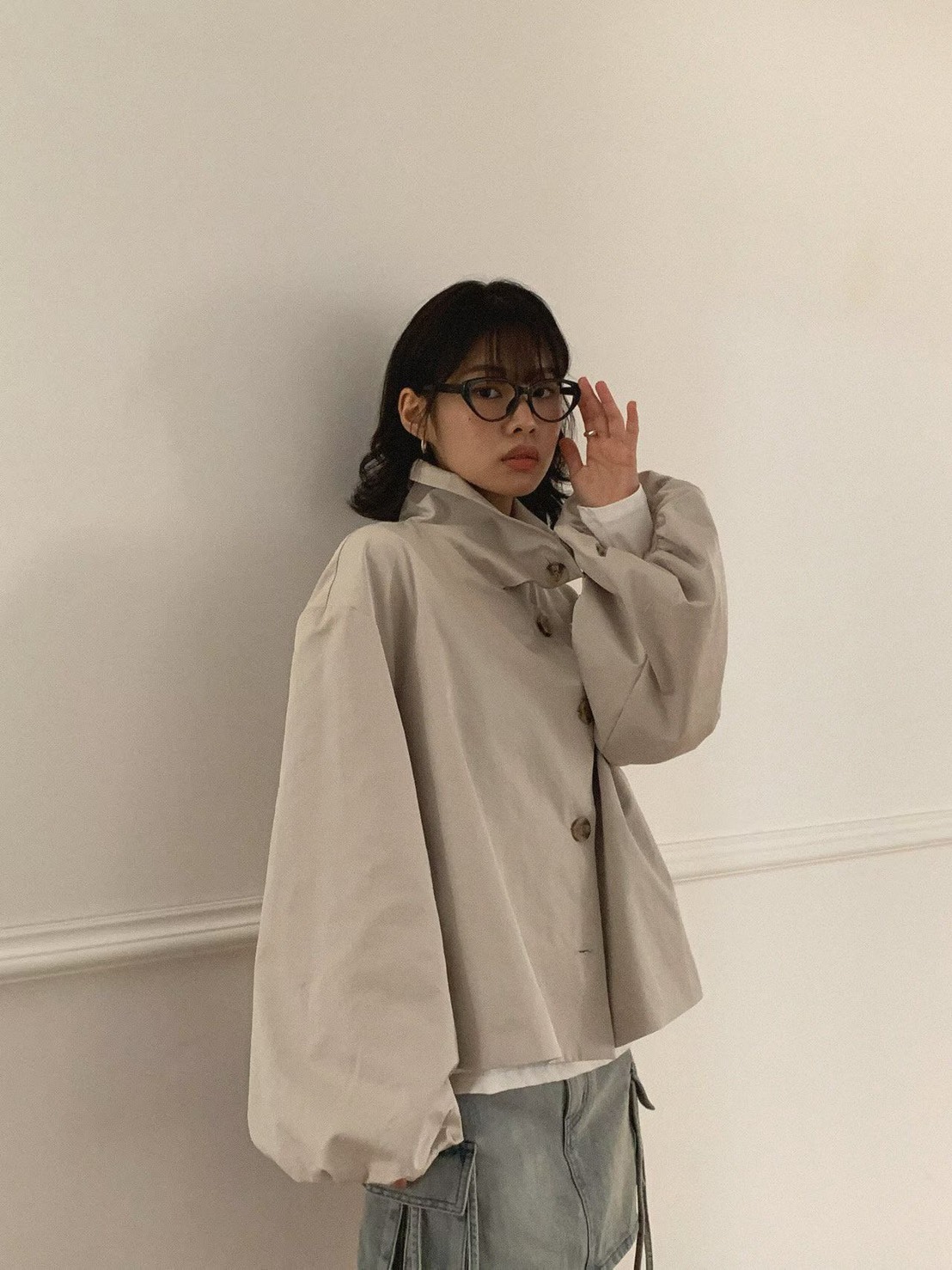 泡泡袖短風衣