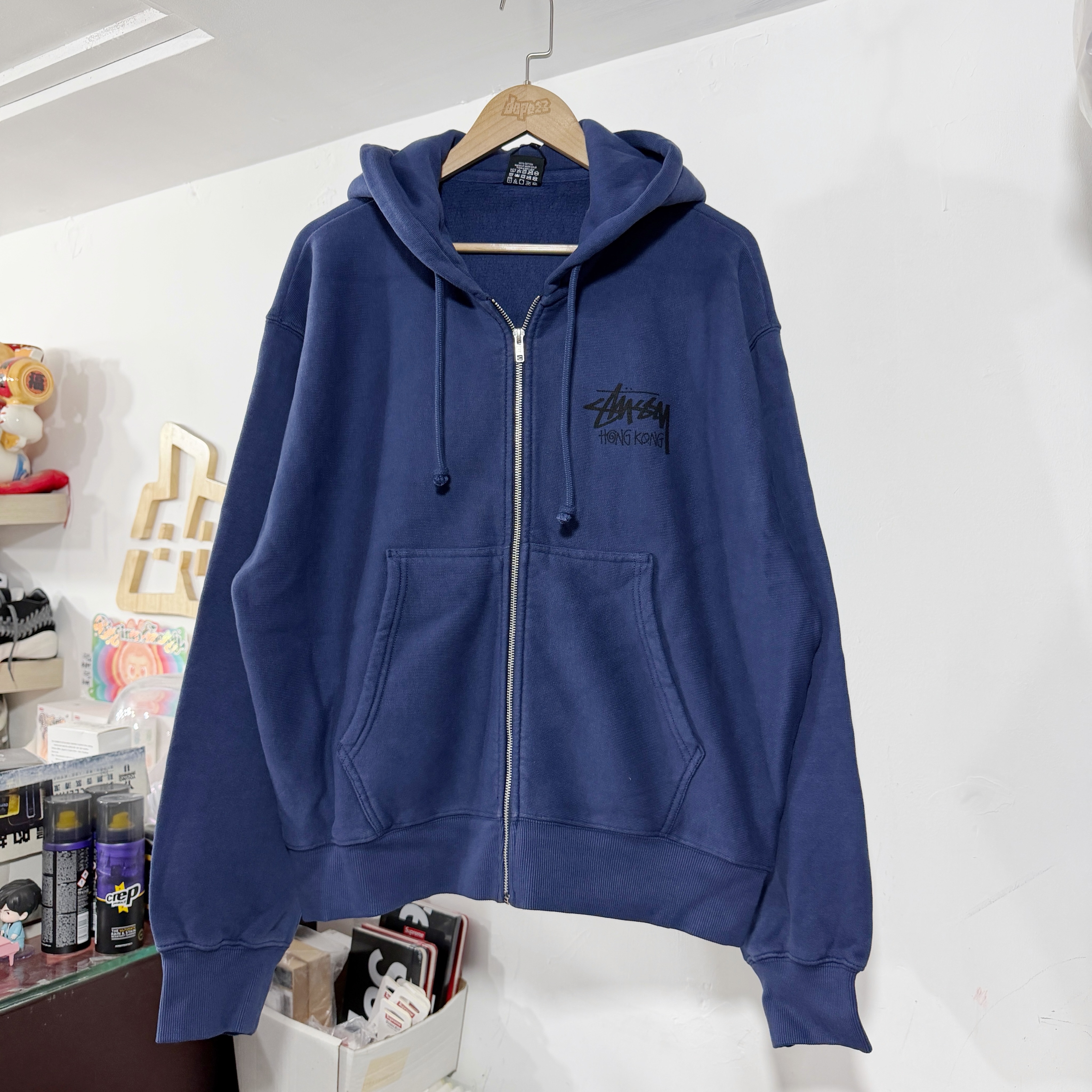 STUSSY STOCK HONGKONG ZIP HOODIE 香港限定 拉鏈外套 Midnight Navy 午夜藍