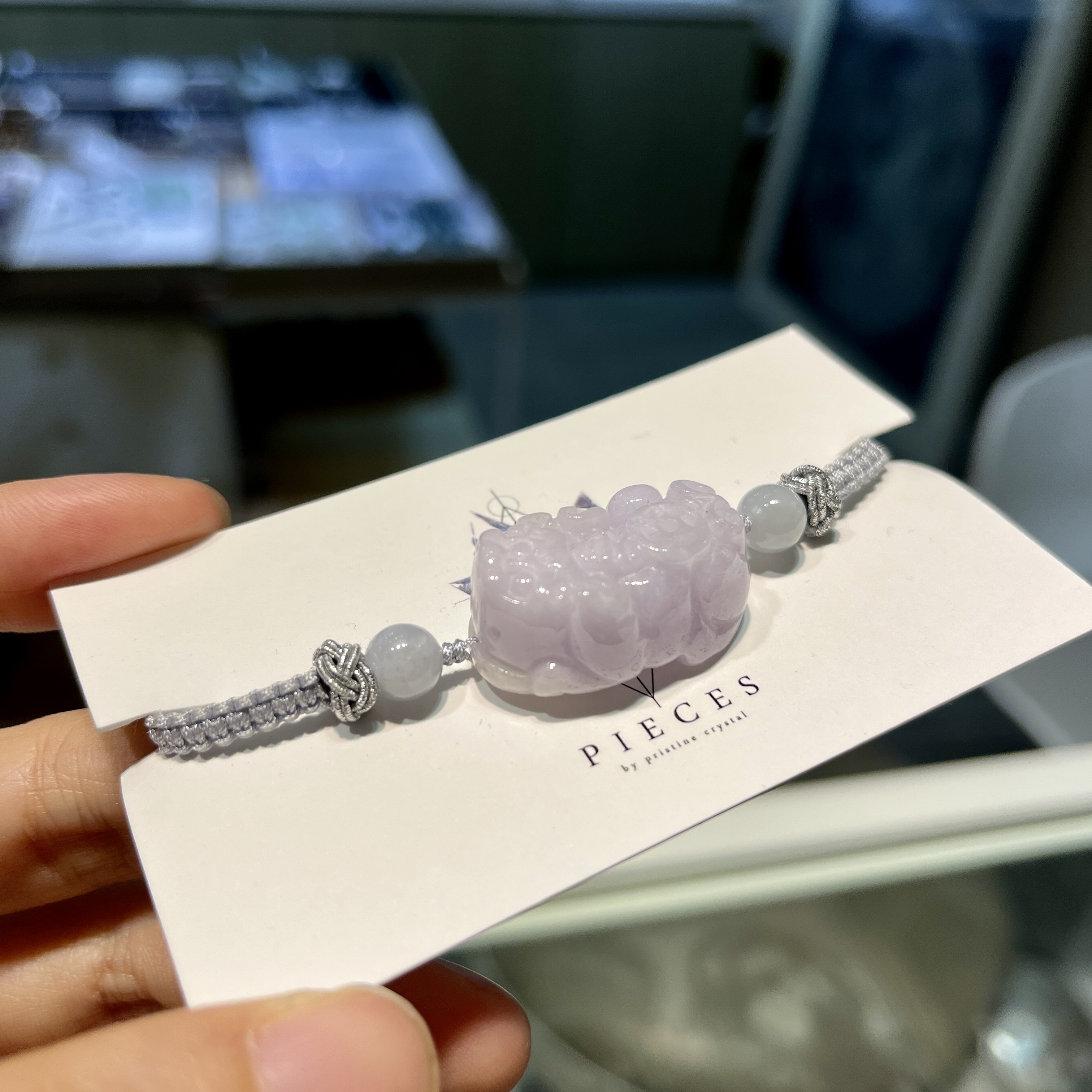 紫羅蘭翡翠貔貅手繩 #銀河灰