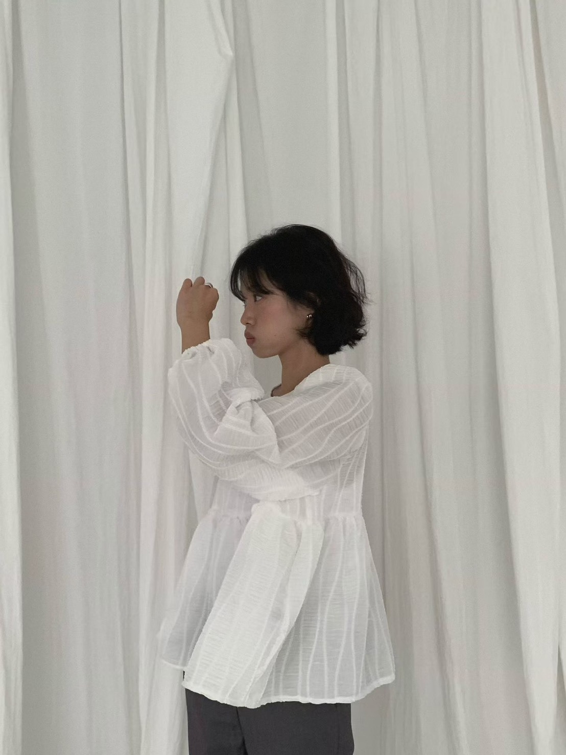 波紋娃娃公主袖襯衫