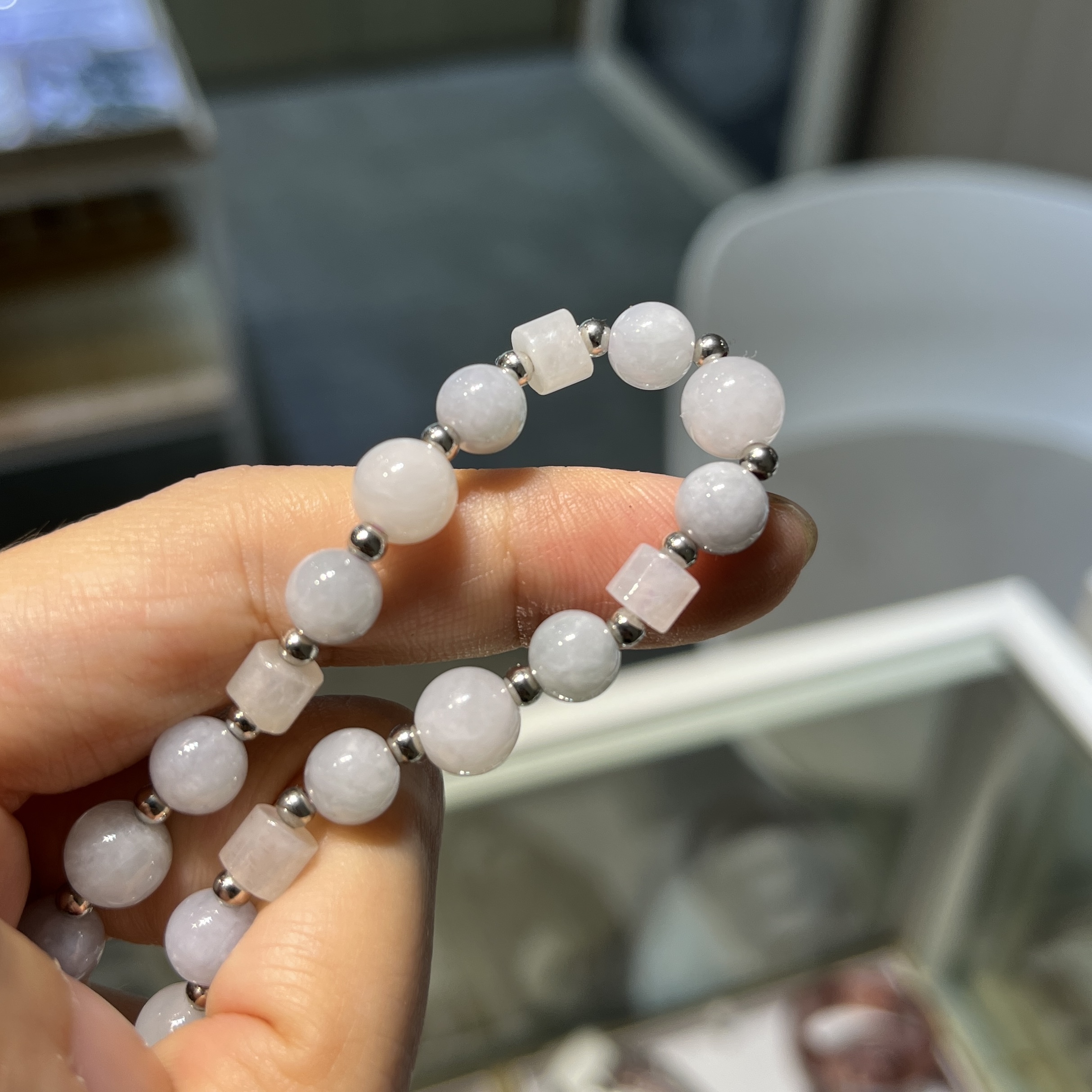 淡紫色多寶翡翠手串 95212 6.5mm-7mm