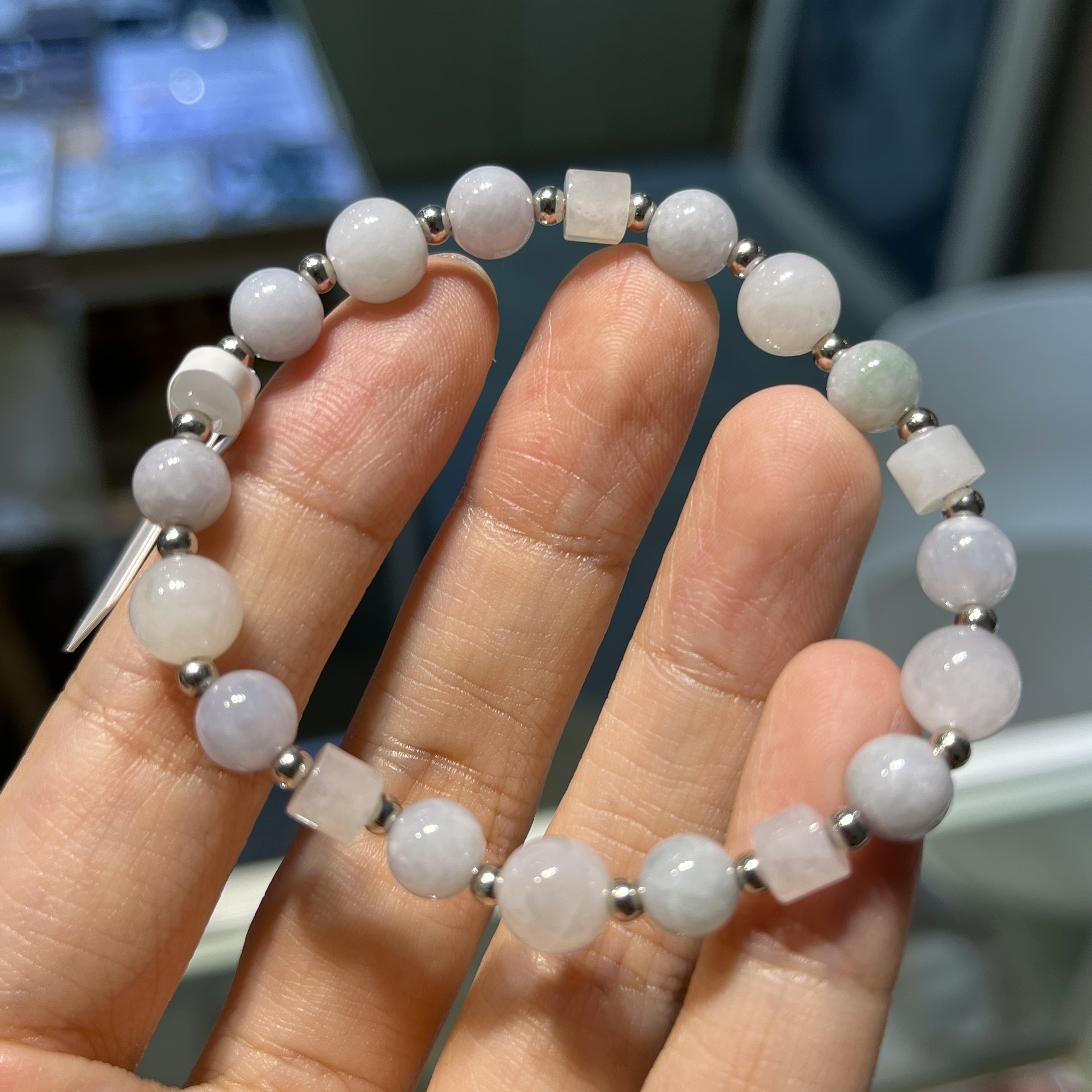 淡紫色多寶翡翠手串 95212 6.5mm-7mm