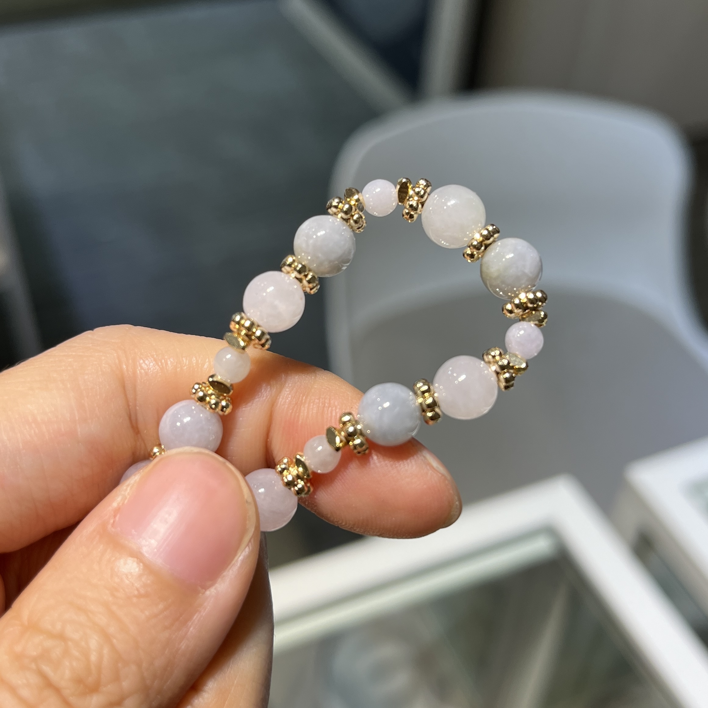淡紫色多寶翡翠手串 95214 4mm-6.5mm