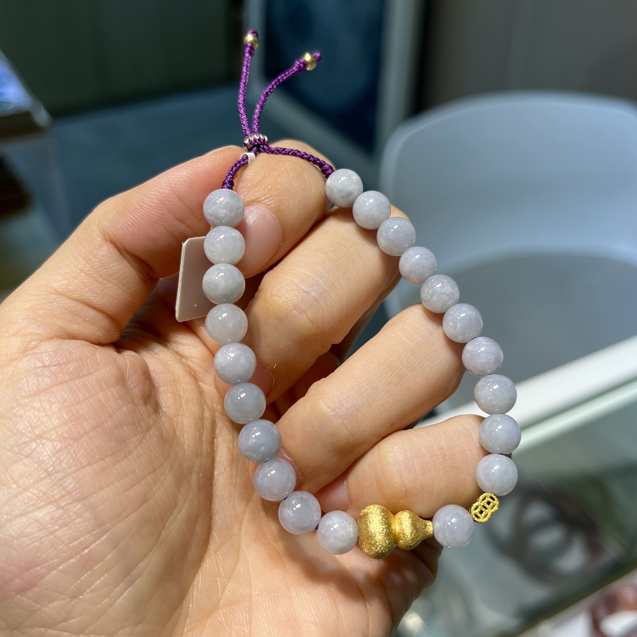 金葫蘆紫羅蘭翡翠手繩 6.5mm