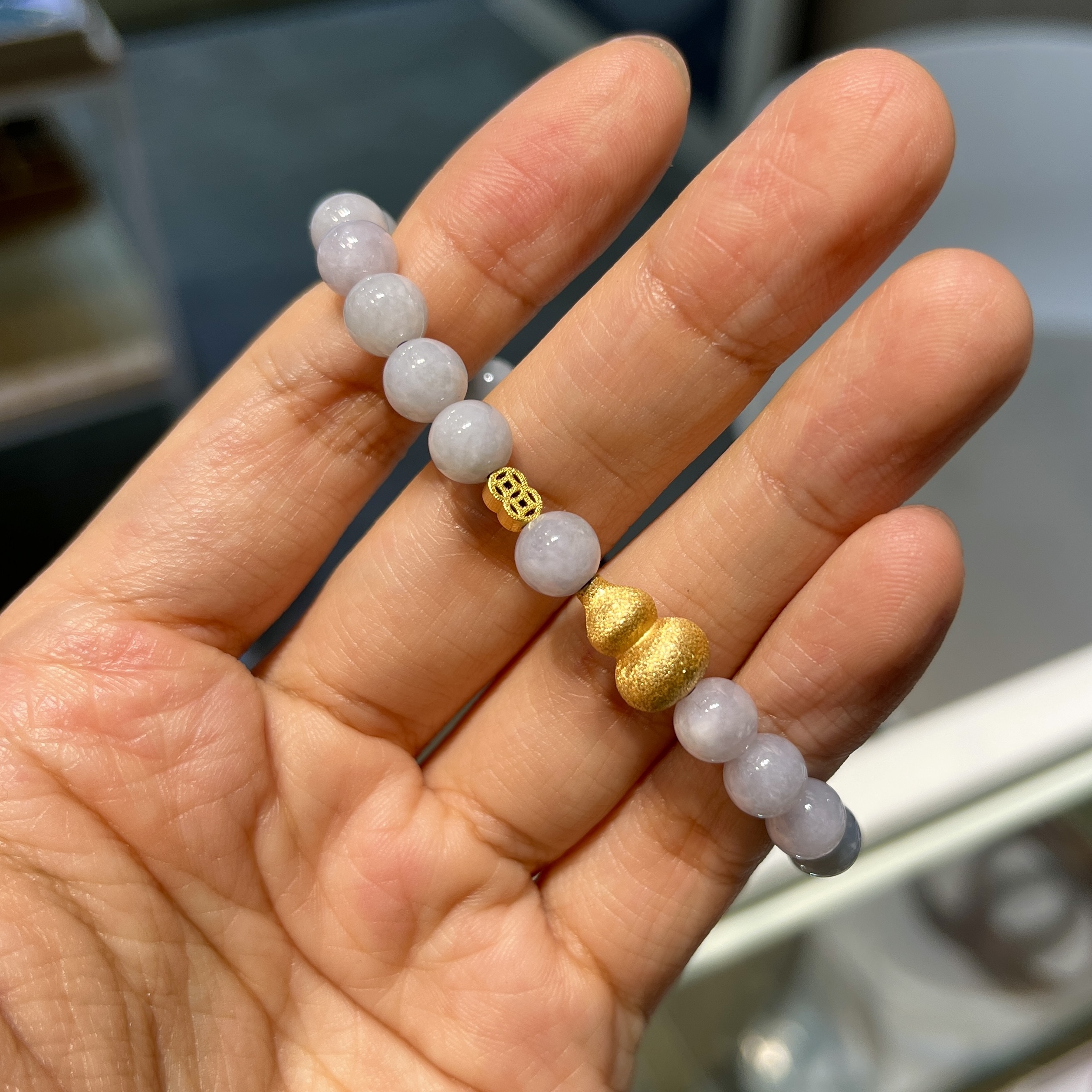 金葫蘆紫羅蘭翡翠手繩 6.5mm