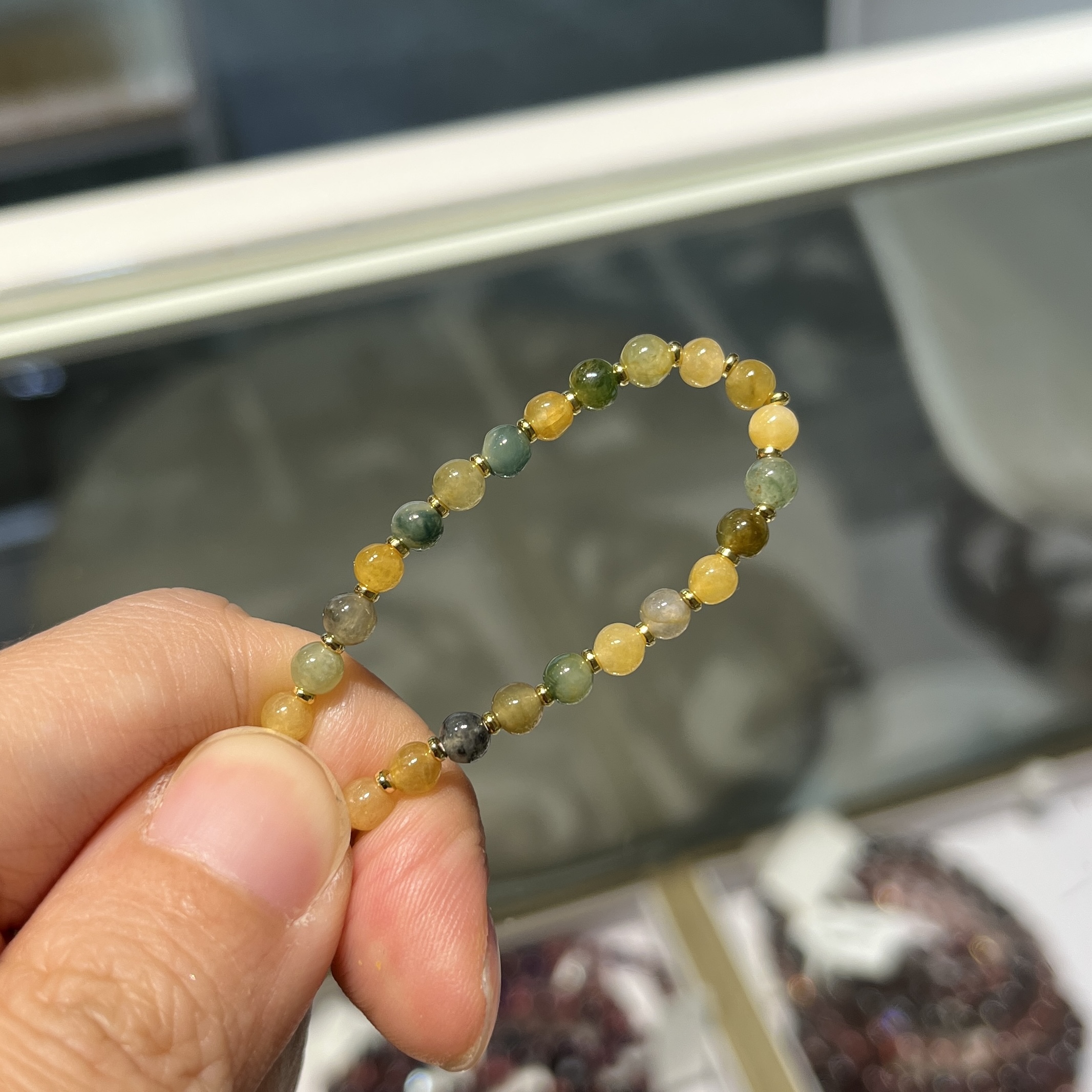 敦煌色翡翠baby珠手串 95215 4mm