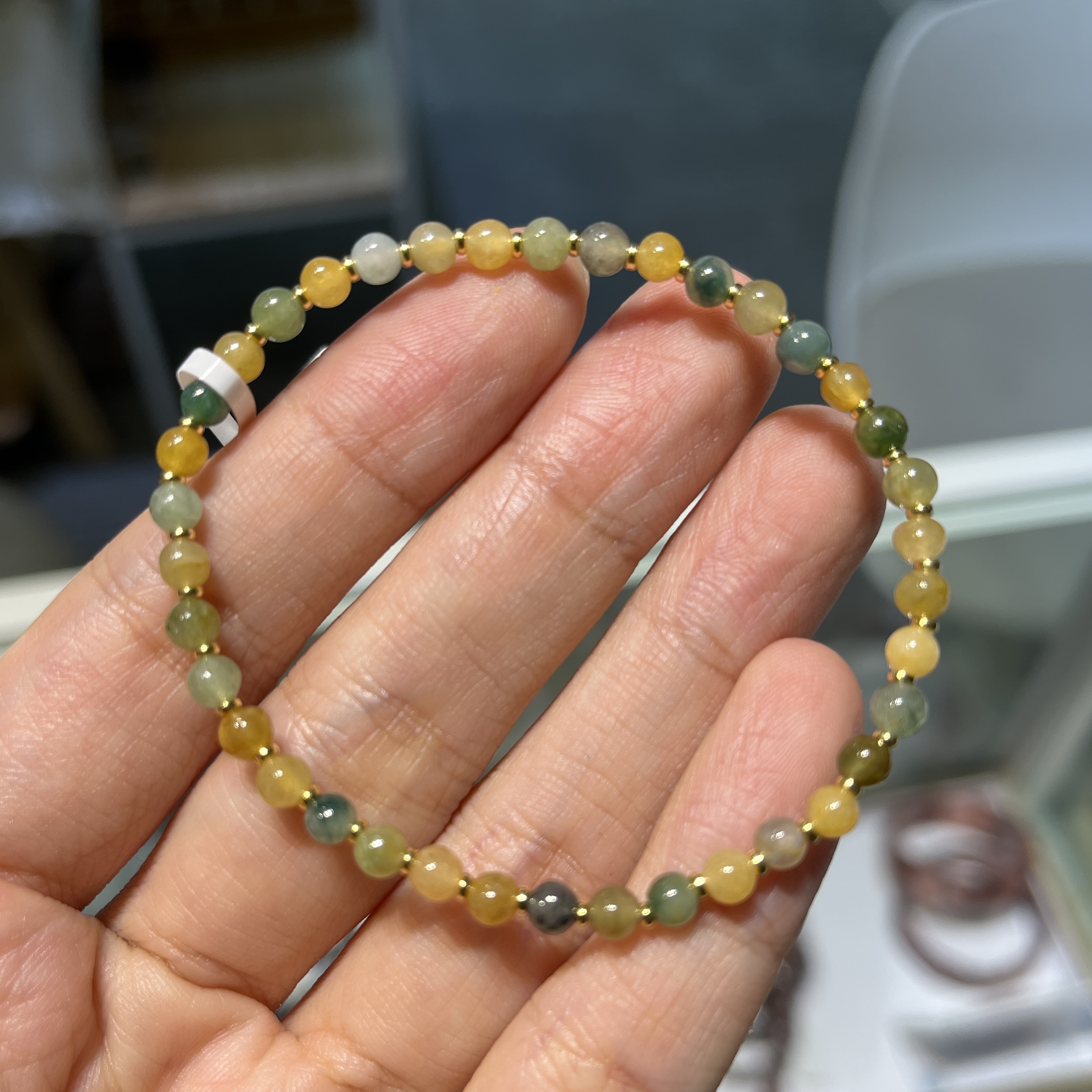 敦煌色翡翠baby珠手串 95215 4mm
