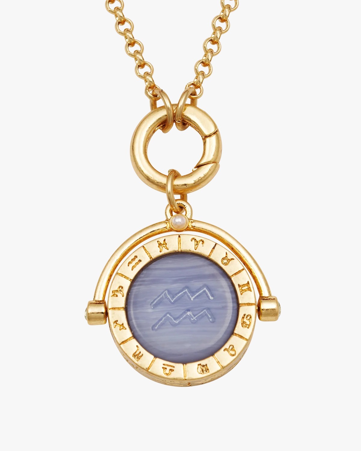 英國代購 -FABLE ENGLAND 水瓶座 Aquarius Zodiac Spinner Necklace in Gold   20 January – 18 February
