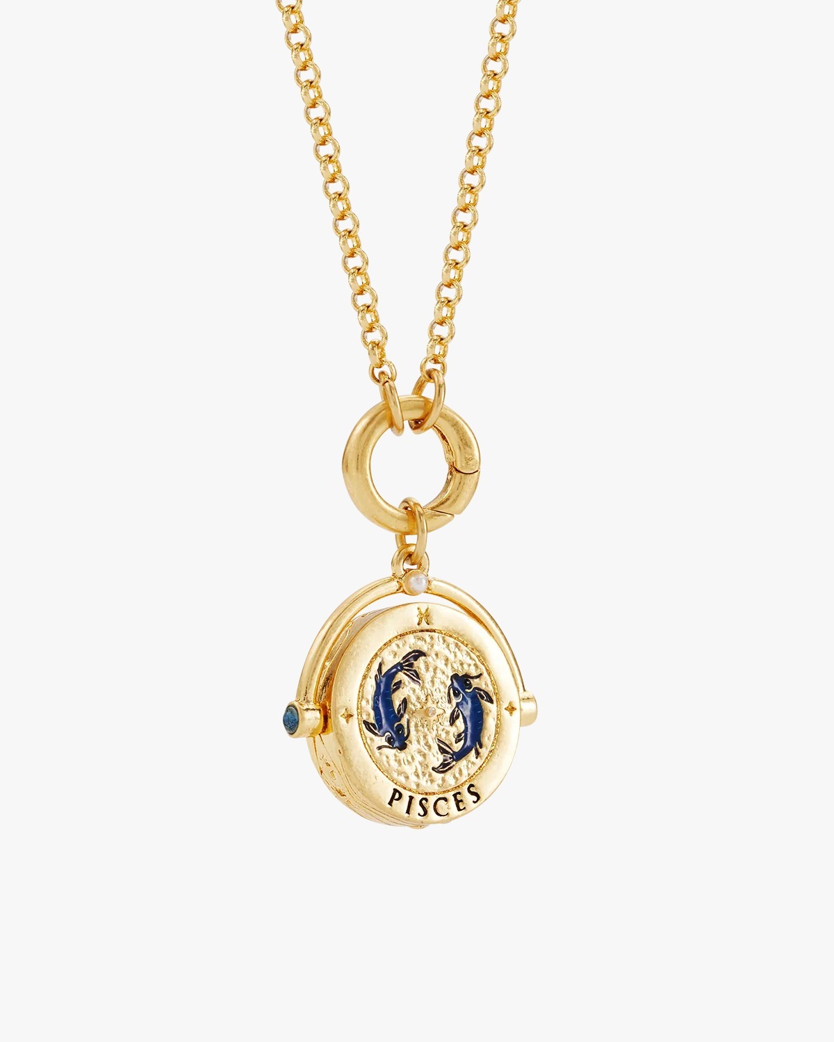 英國代購 -FABLE ENGLAND 雙魚座   Pisces Zodiac Spinner Necklace in Gold 19 February – 20 March