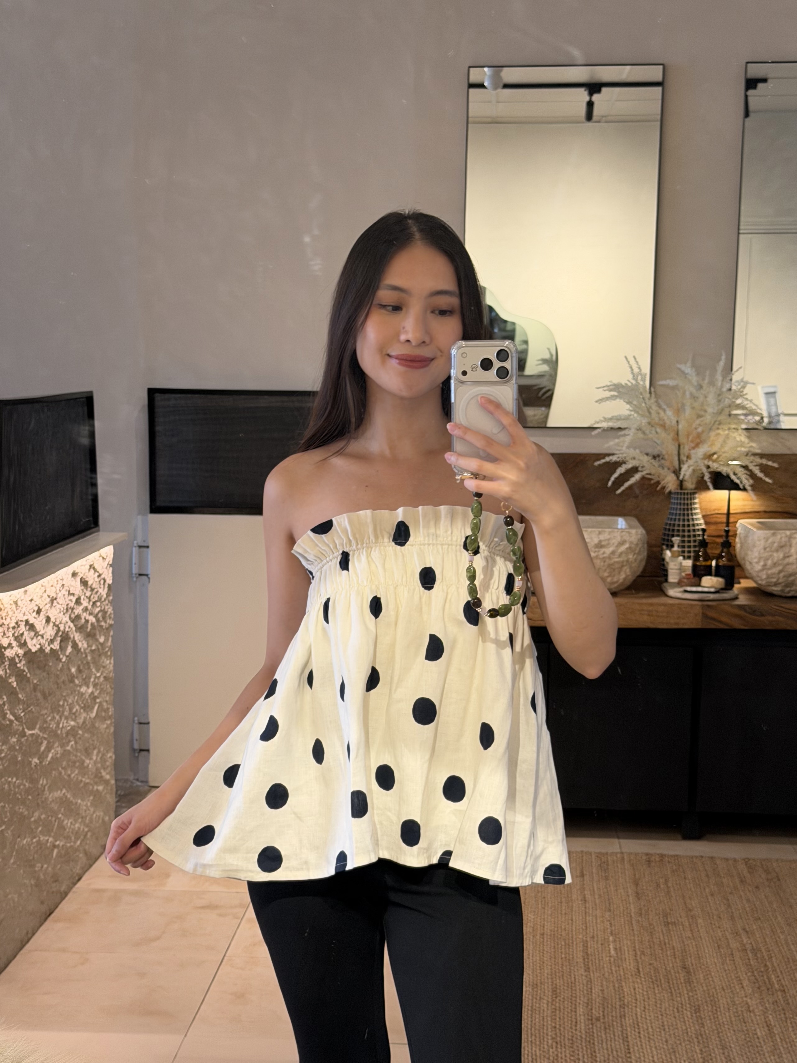 Tala Linen Top - Polka Dots