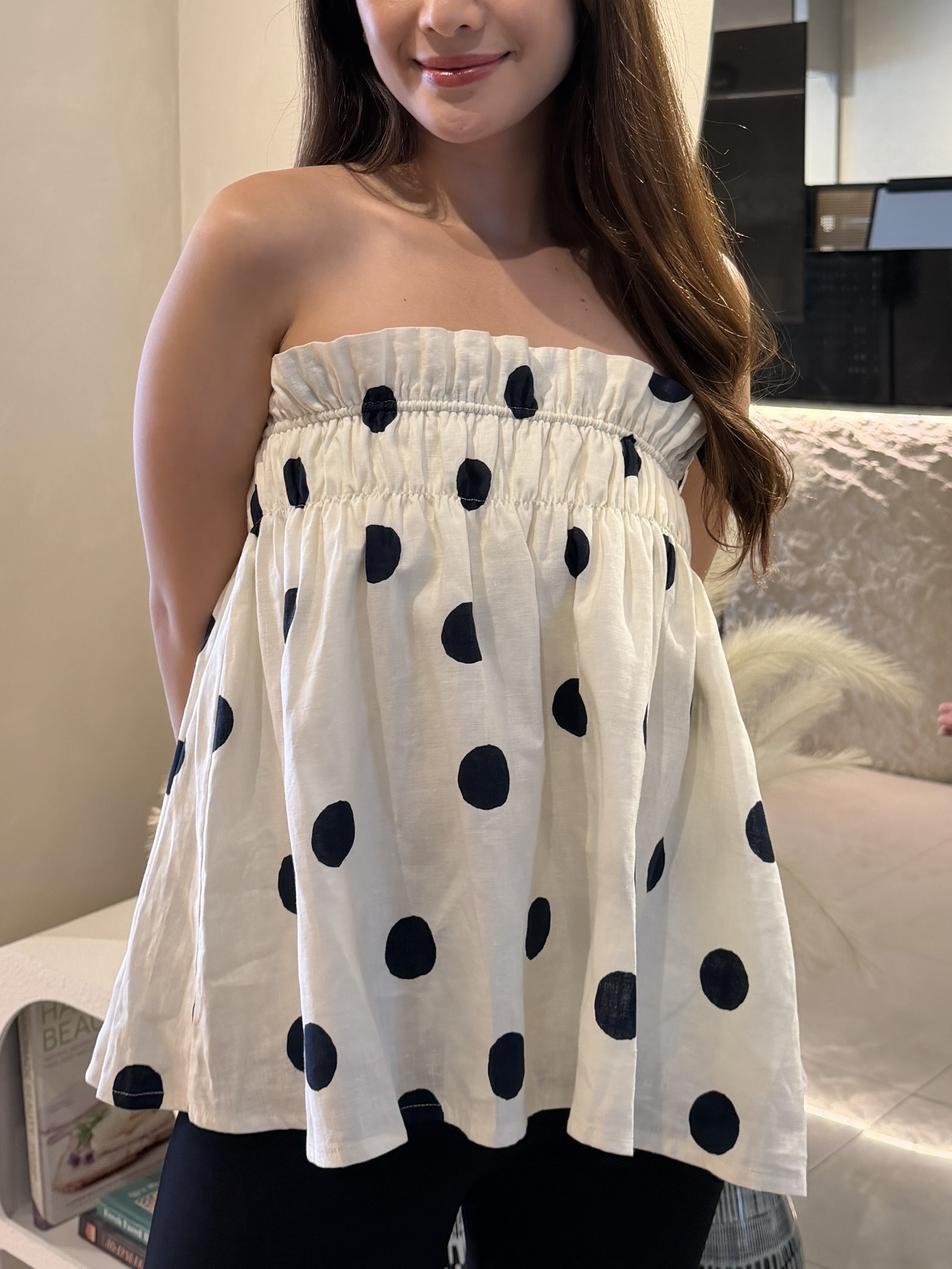 Tala Linen Top - Polka Dots