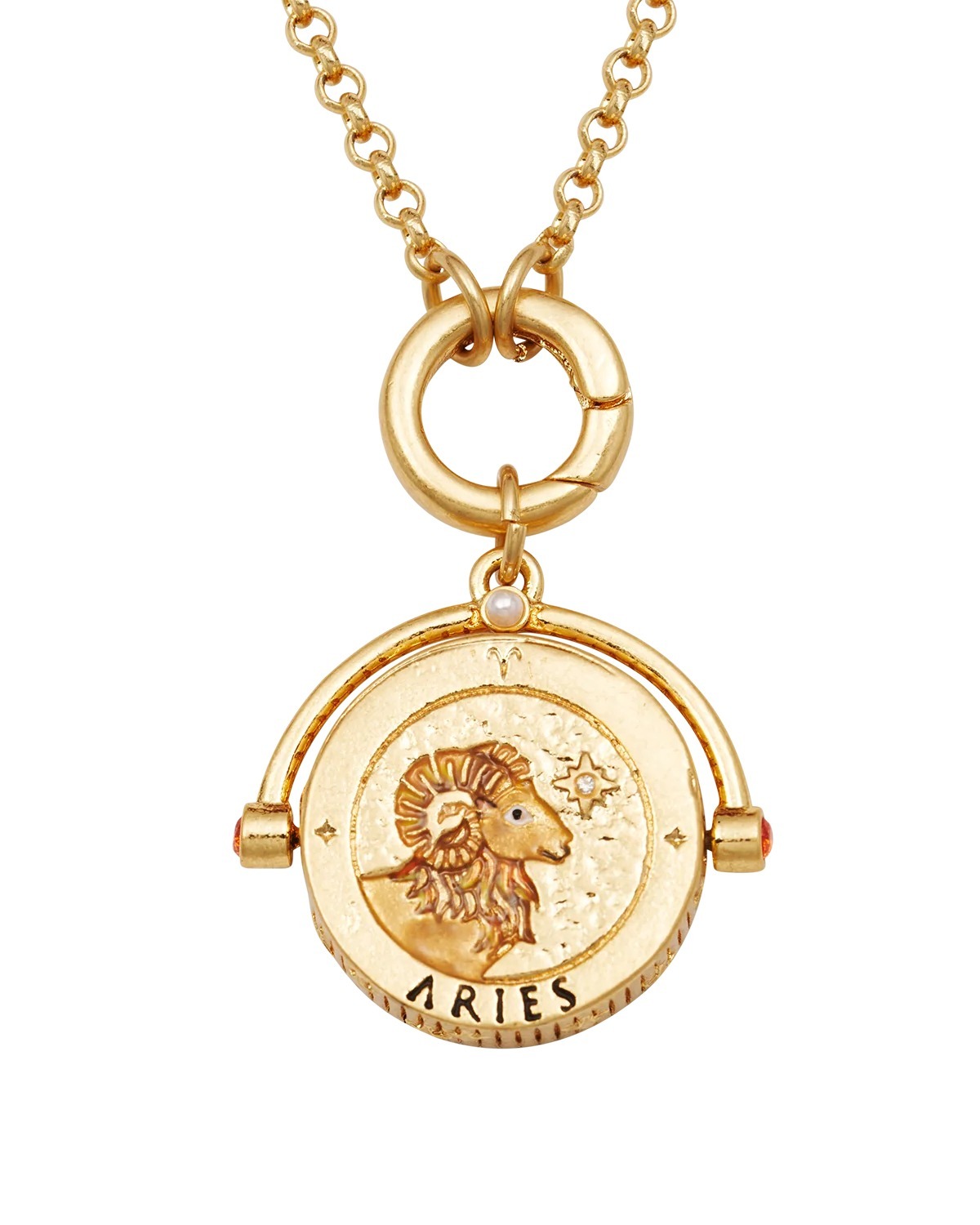 英國代購 -FABLE ENGLAND  白羊座 Aries Zodiac Spinner Necklace in Gold  21 March – 19 April