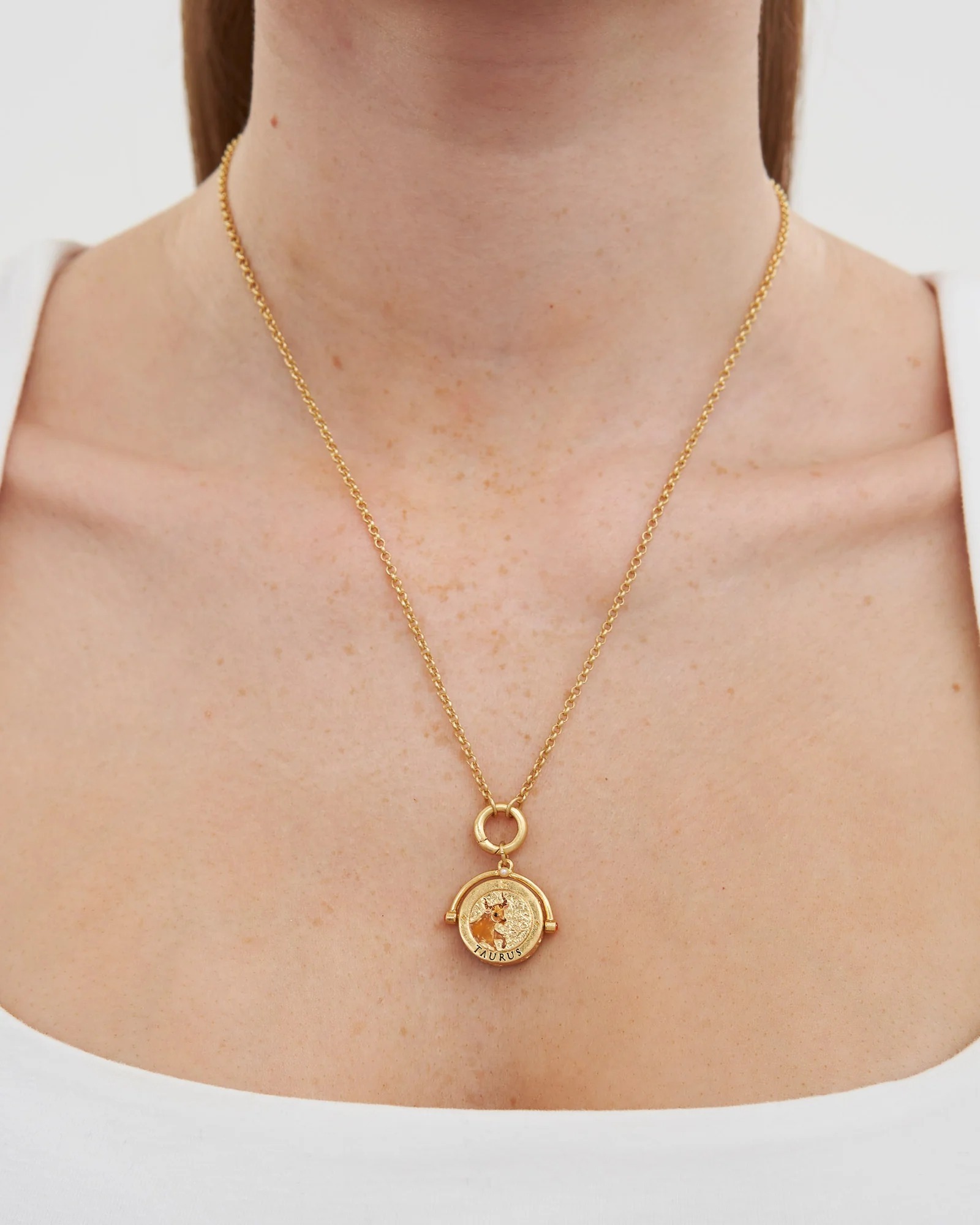 英國代購-FABLE ENGLAND  Taurus金牛座  Zodiac Spinner Necklace in Gold 20 April – 20 May