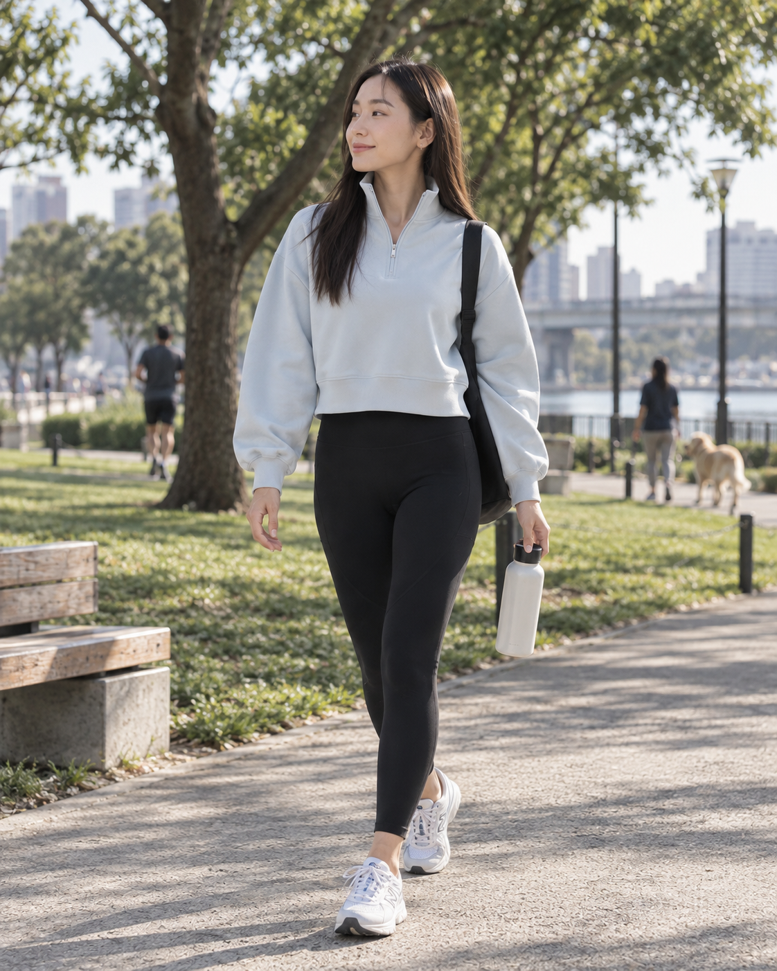 SLOWMODE 女款灰藍色短版半拉鍊上衣 Lifestyle