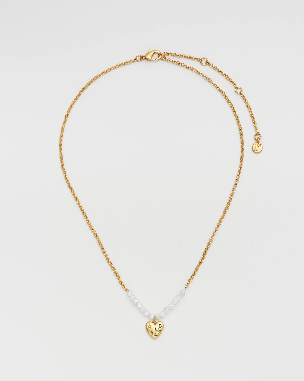 英國代購 FABLE ENGLAND Niva Mistletoe Heart Pearl Necklace