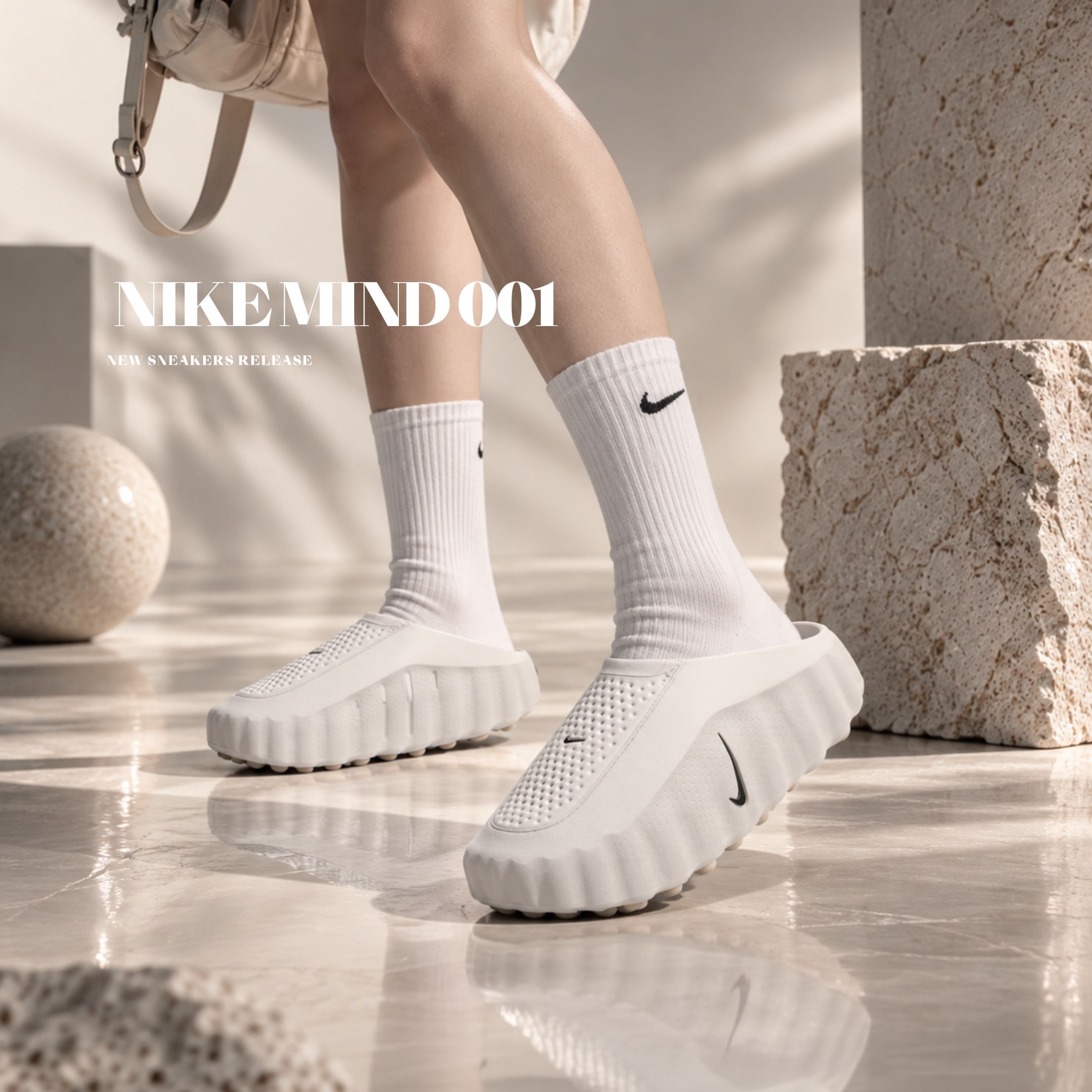 NICEDAY 代購 Nike Mind 001 白 純白 奶油 白色 按摩 拖鞋 女款 HQ4309-101