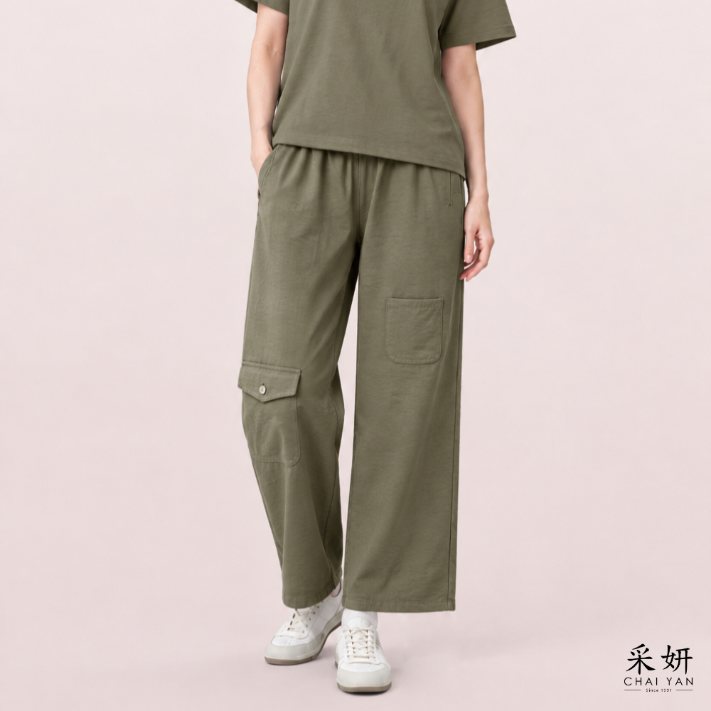 工裝不對稱口袋寬褲