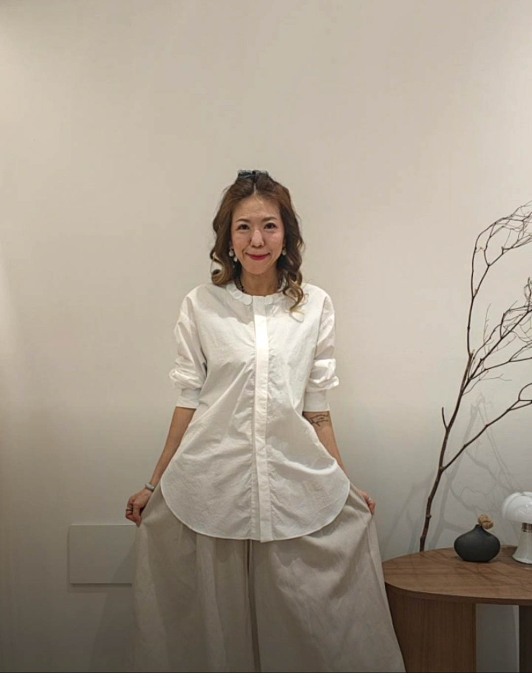 💍K8266  ▶️立體圓圓領長版襯衫 👉B:122cm L:79cm