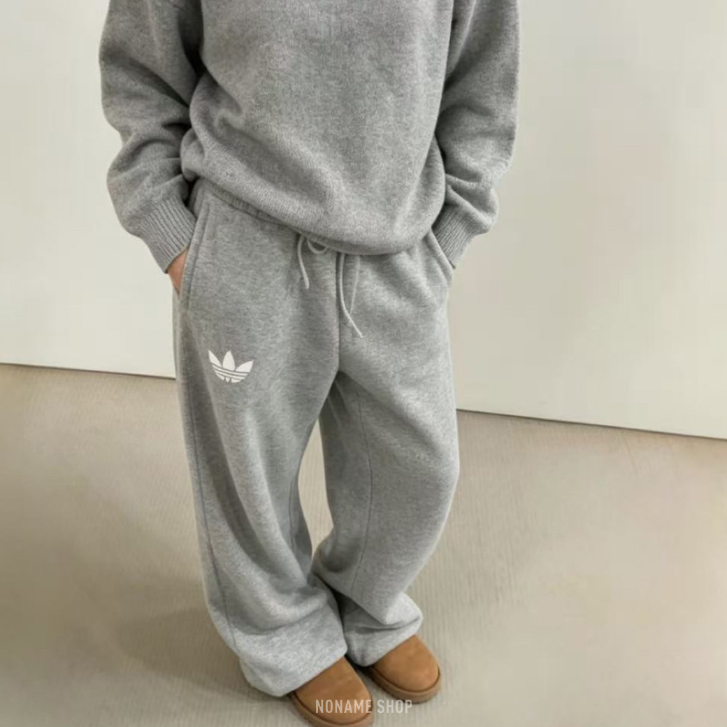 ADIDAS ORIGINALS ATHLETIC DEPT 針織 柔軟 親膚 落地 長褲 灰色 (女款)
