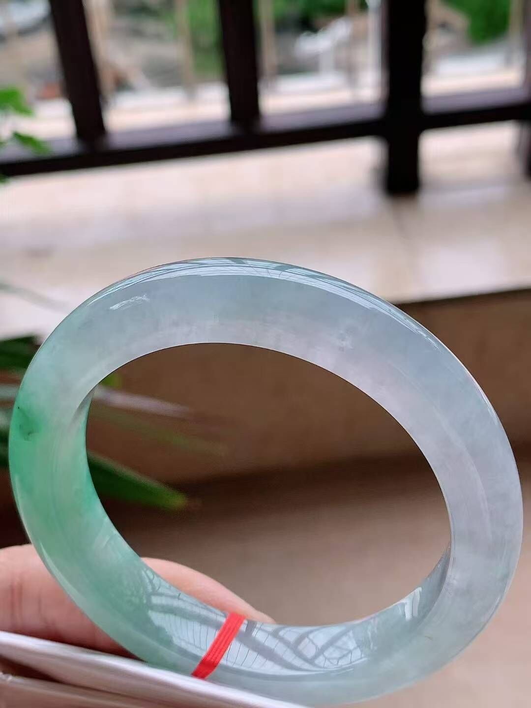 95241 56.9mm老種冰飄綠翡翠正圈手鐲 (56-58)