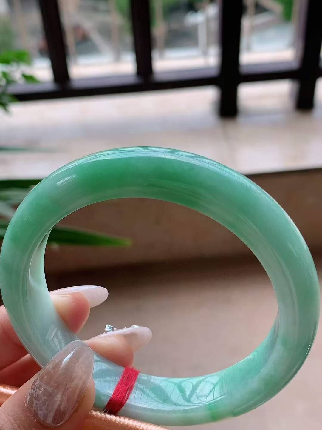 95243 59.5mm老種冰飄綠翡翠正圈手鐲 (58-60)