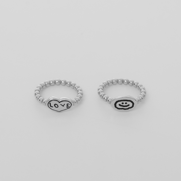 韓國 ooowl x OUS Smile圓珠戒指
