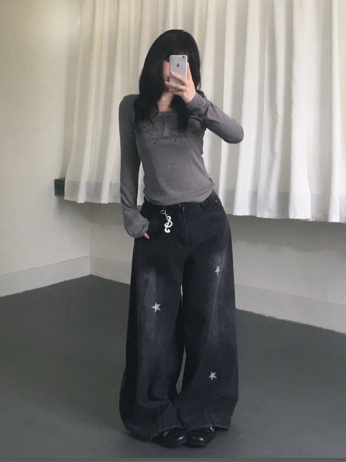 mmb散落星星刷色牛仔褲