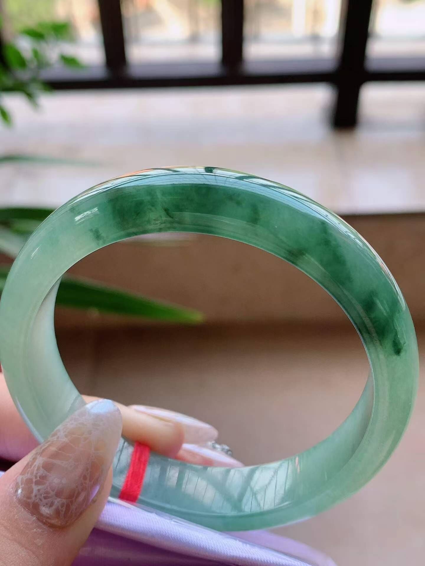 95244 57mm老種冰飄花翡翠正圈手鐲 (56-58)