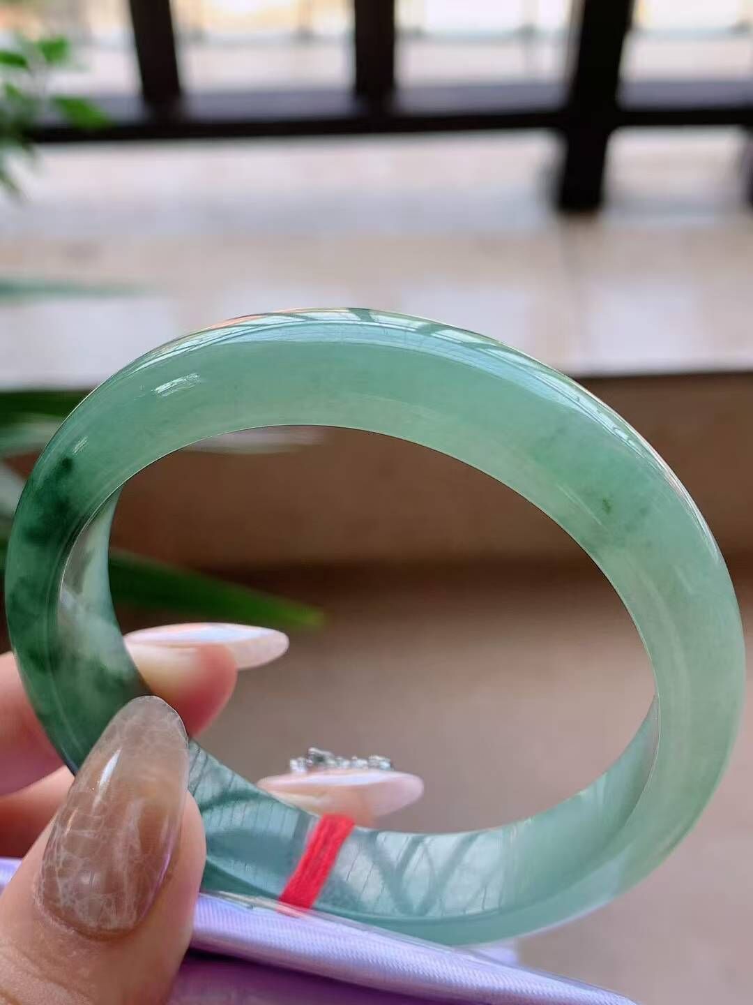 95244 57mm老種冰飄花翡翠正圈手鐲 (56-58)