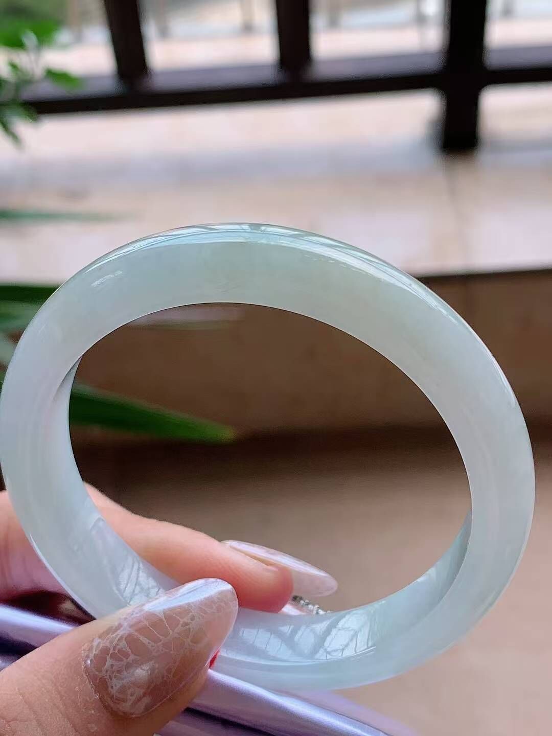 95245 57.7mm老種冰底色翡翠正圈手鐲 (56-58)