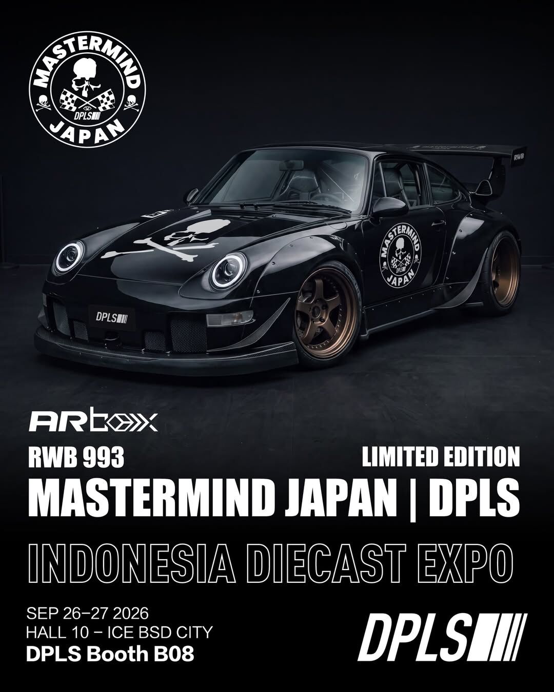 DPLS X MASTERMIND JAPAN 1:64 PORSCHE RWB 993 LIMITED EDITION 聯名 保時捷 合金車模 盲盒 (一組2台)