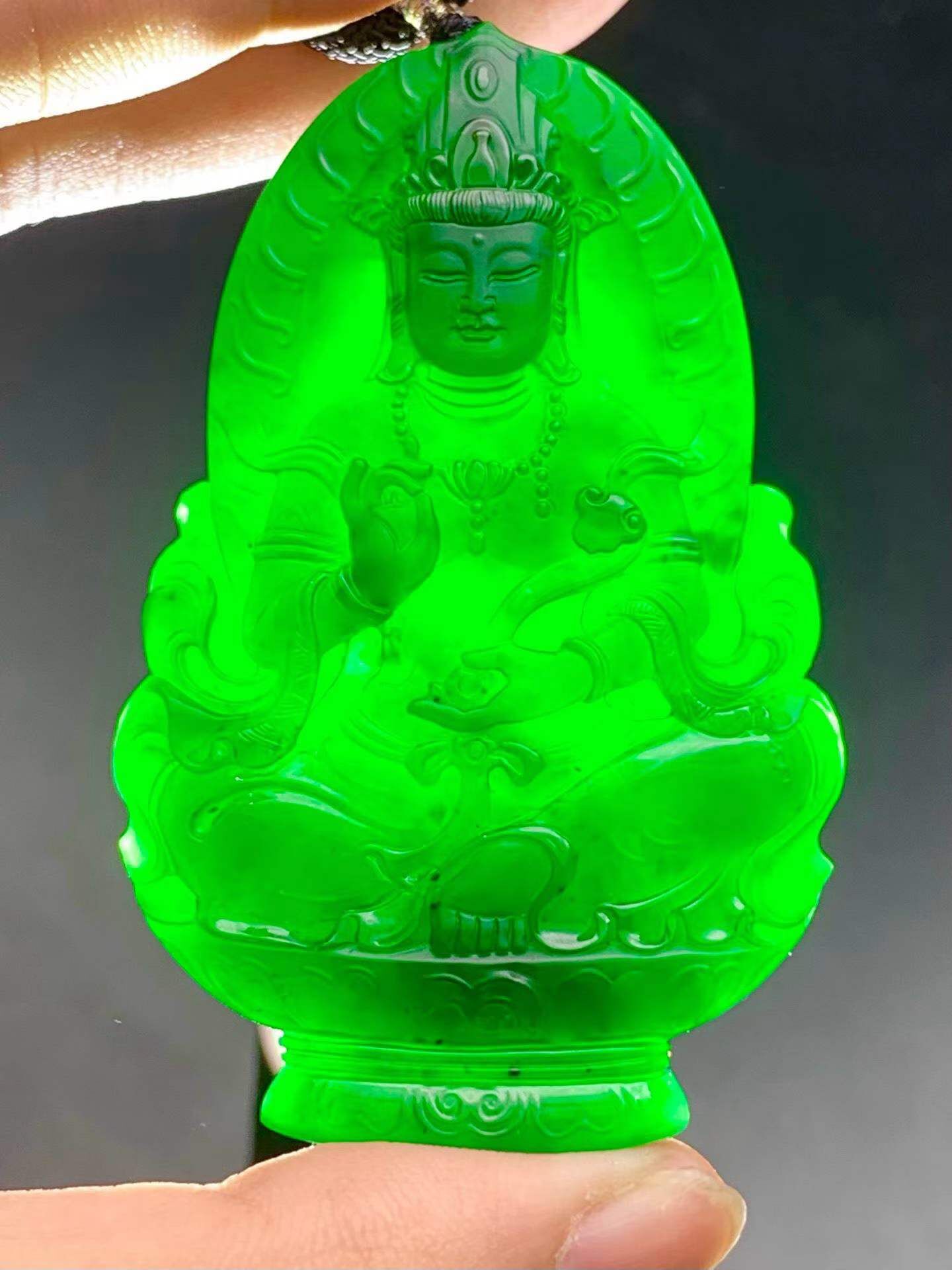 翡翠墨翠如意觀音,天然翡翠A玉, 緬甸玉, Jade, Jadeite