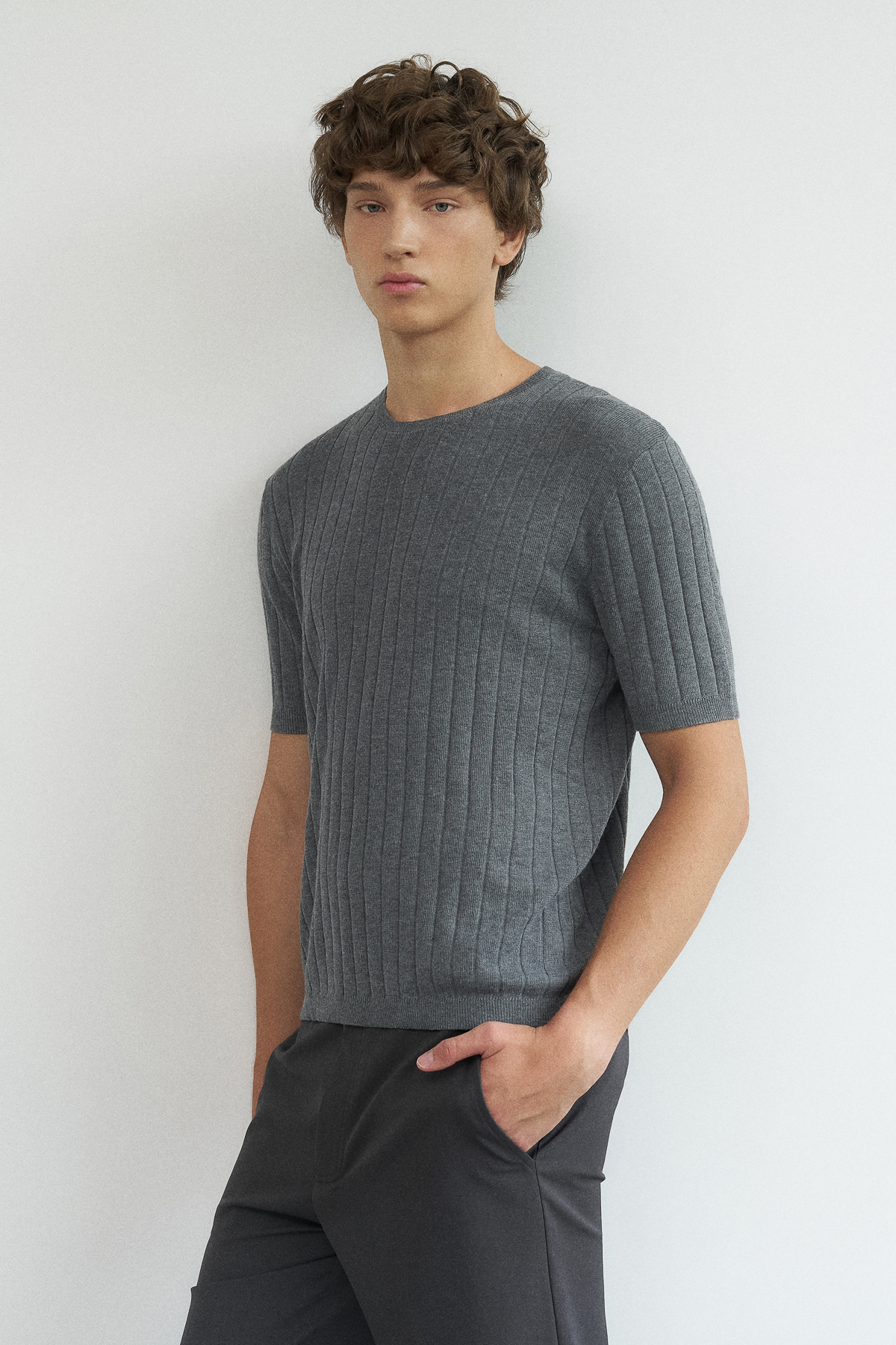 RENE Ribbed Knit Short Sleeve Top – Men