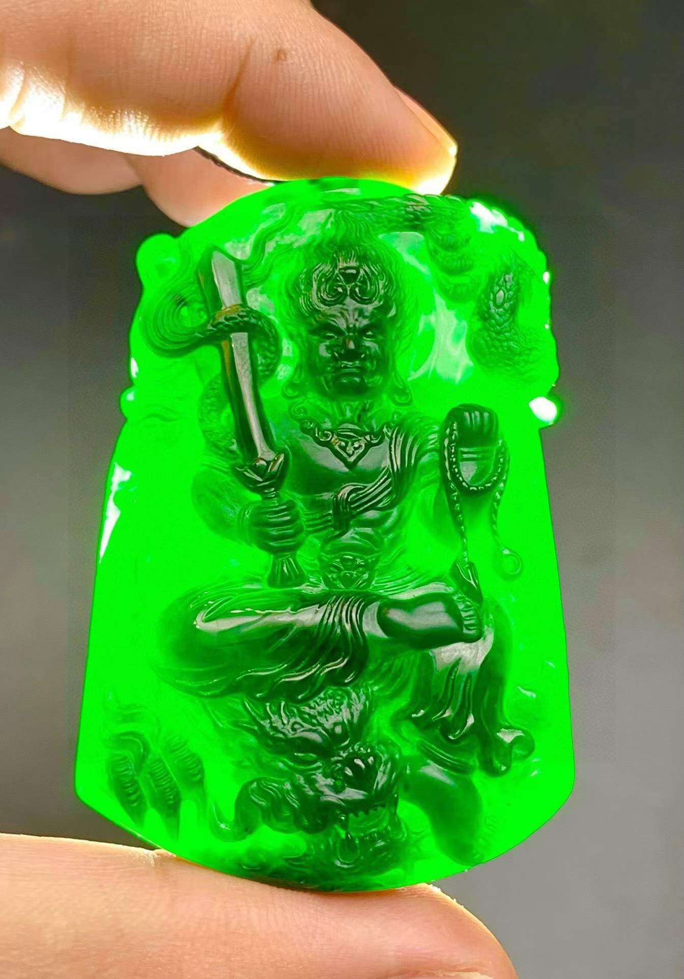 翡翠墨翠不動明王,天然翡翠A玉, 緬甸玉, Jade, Jadeite