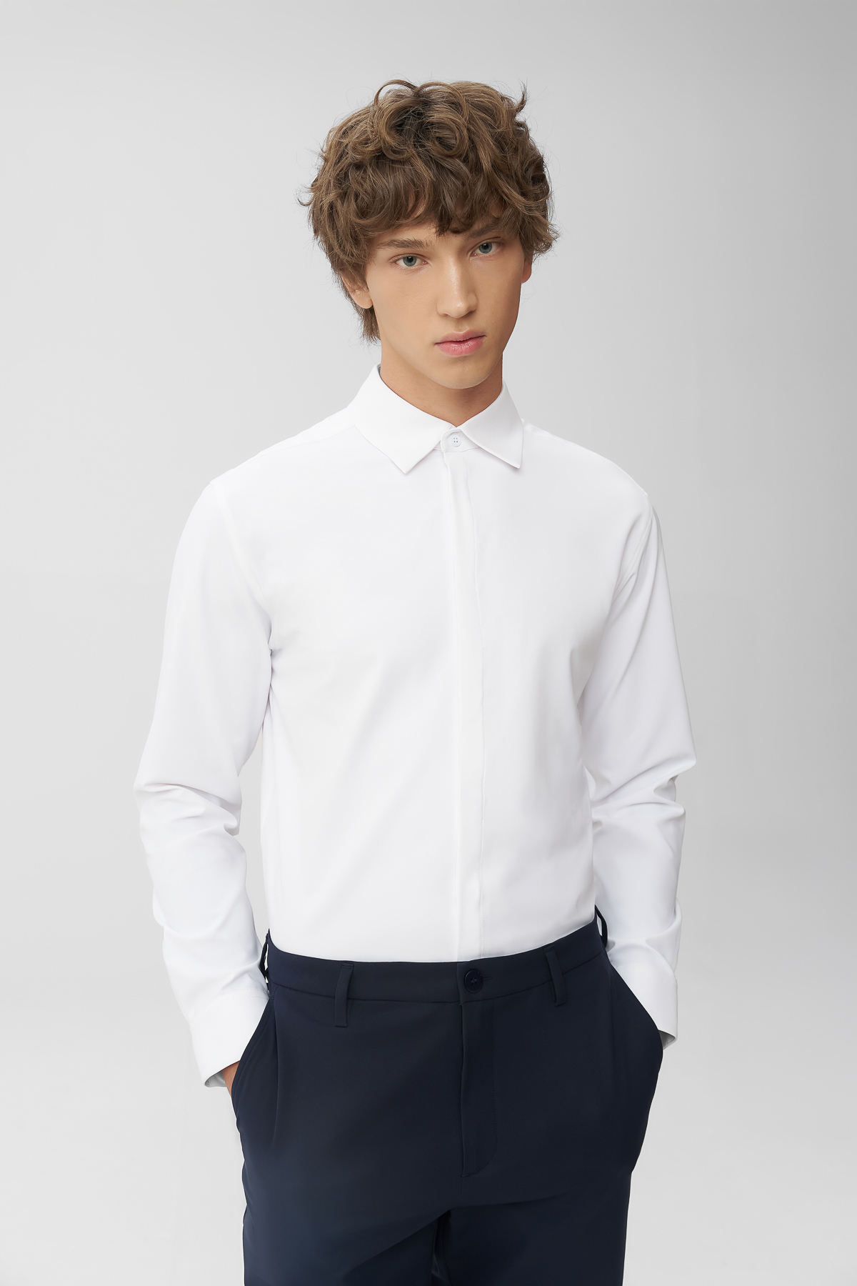 INFINITY Minimal Long-Sleeve Shirt SLIM – Men (White)