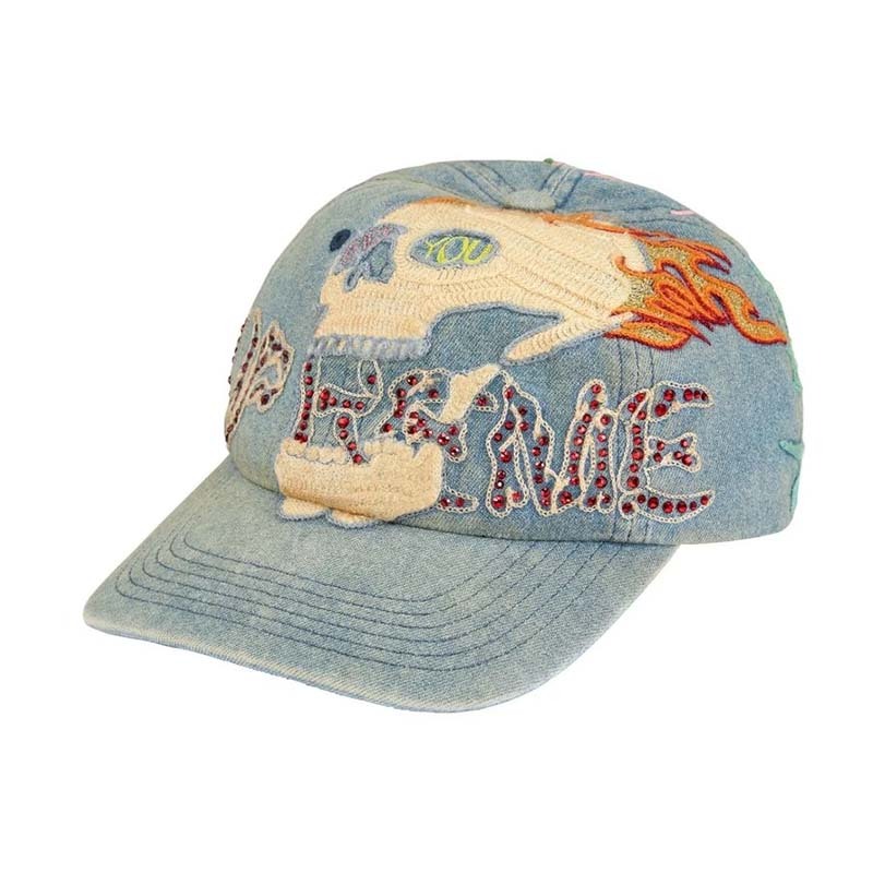 Supreme WFST 6-Panel Cap Denim 刺繡 水鑽 6片帽 帽子 藍色 FW26H57-DM [台灣現貨]