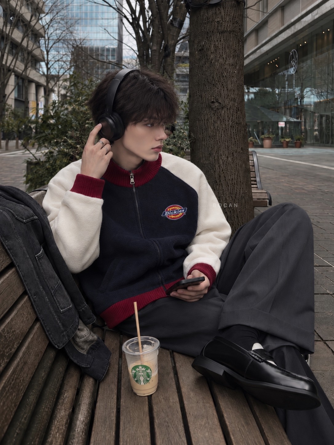 DICKIES 美式復古學院風 拼接撞色 立領外套 男女同款