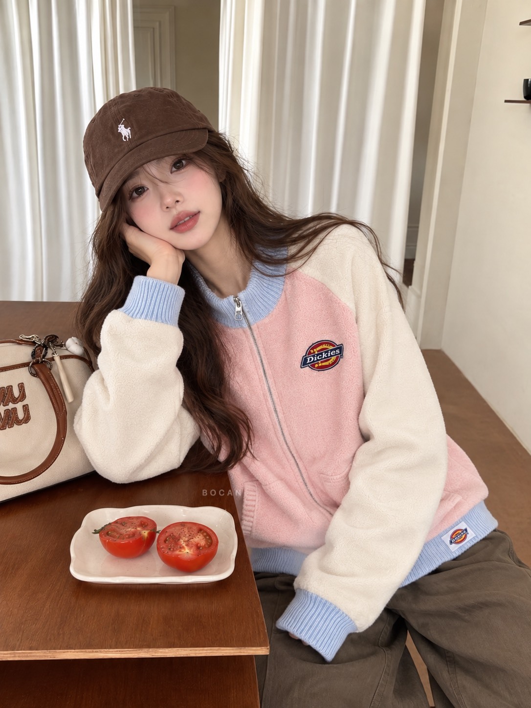 DICKIES 美式復古學院風 拼接撞色 立領外套 男女同款