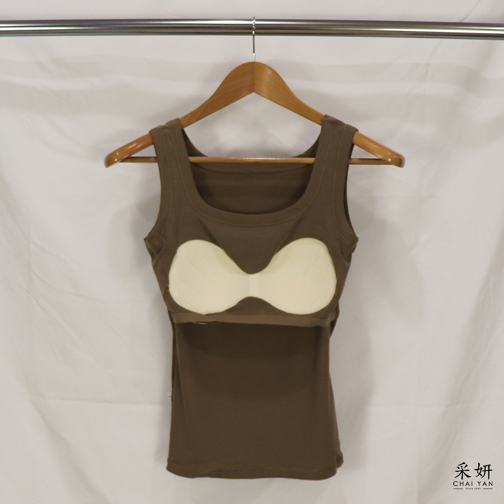 素色兔耳小裝飾墊胸背心上衣