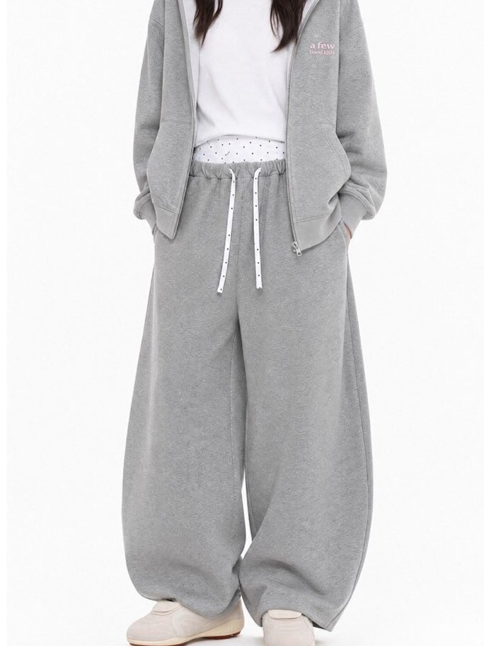 AFGK polka dot patchwork double waistband wide-leg loose cotton pants A FEW GOOD KIDS