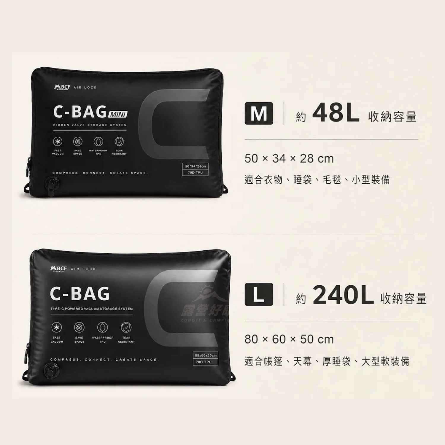 【MBCF】C-BAG｜C空袋 露營裝備真空壓縮收納袋 (十月底發貨)