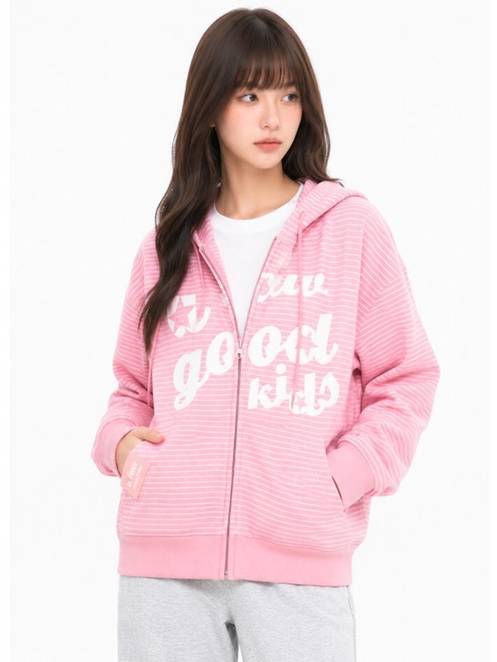 AFGK Foam Print Logo Striped Hooded Jacket - A FEW GOOD KIDS