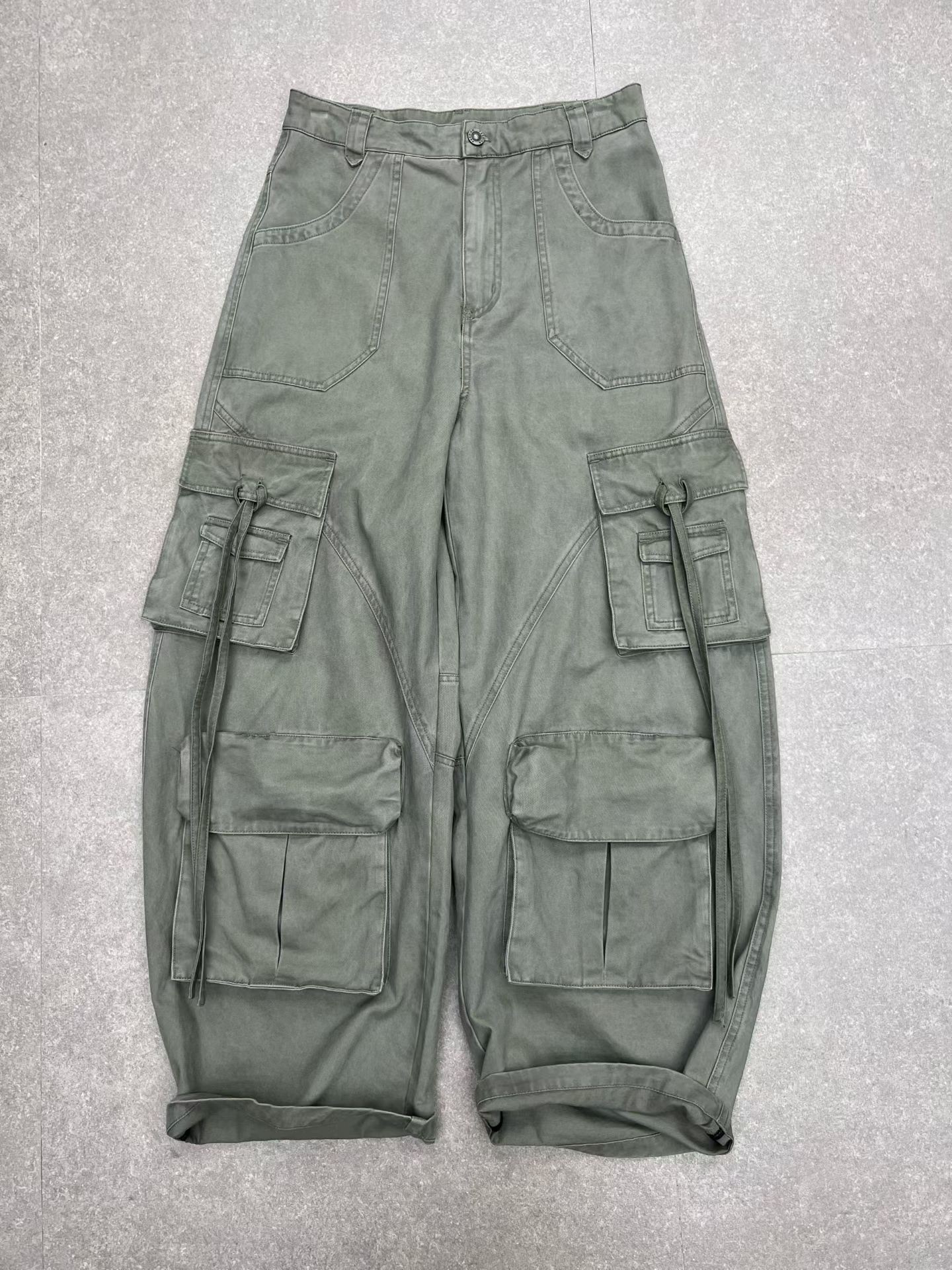 軍綠大口袋抽繩工裝褲