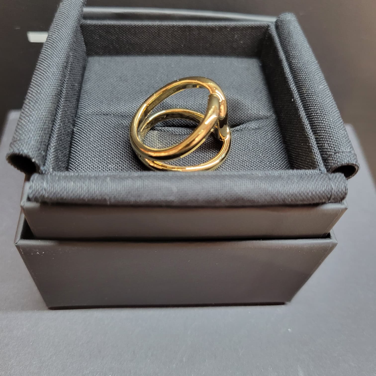 CHANEL AB1238 DOUBLE C Curved lines RING GOLD 52
