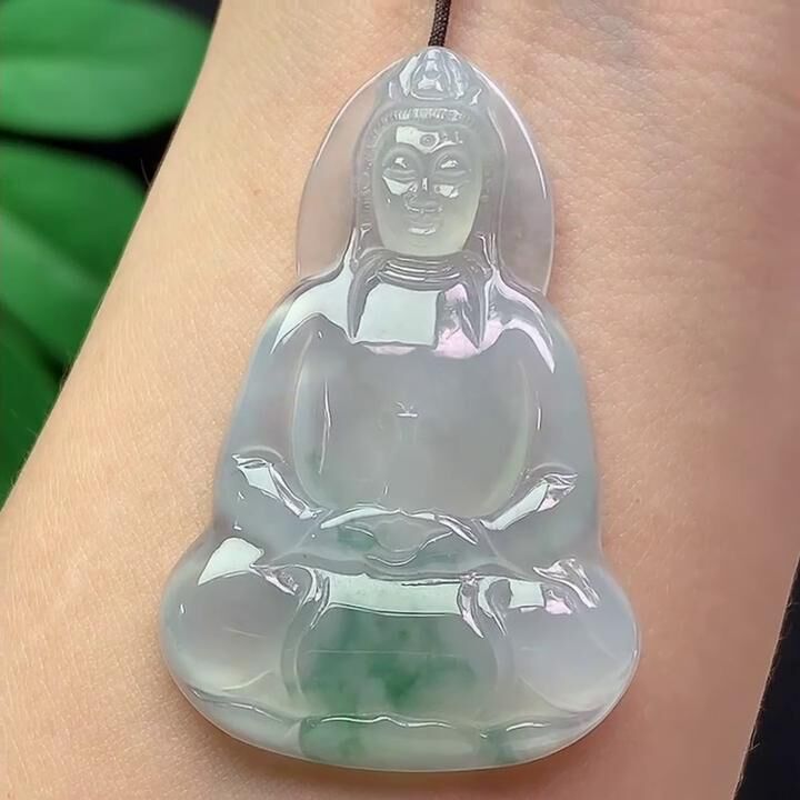 翡翠冰種飄花素衣觀音,天然翡翠A玉, 緬甸玉, Jade, Jadeite