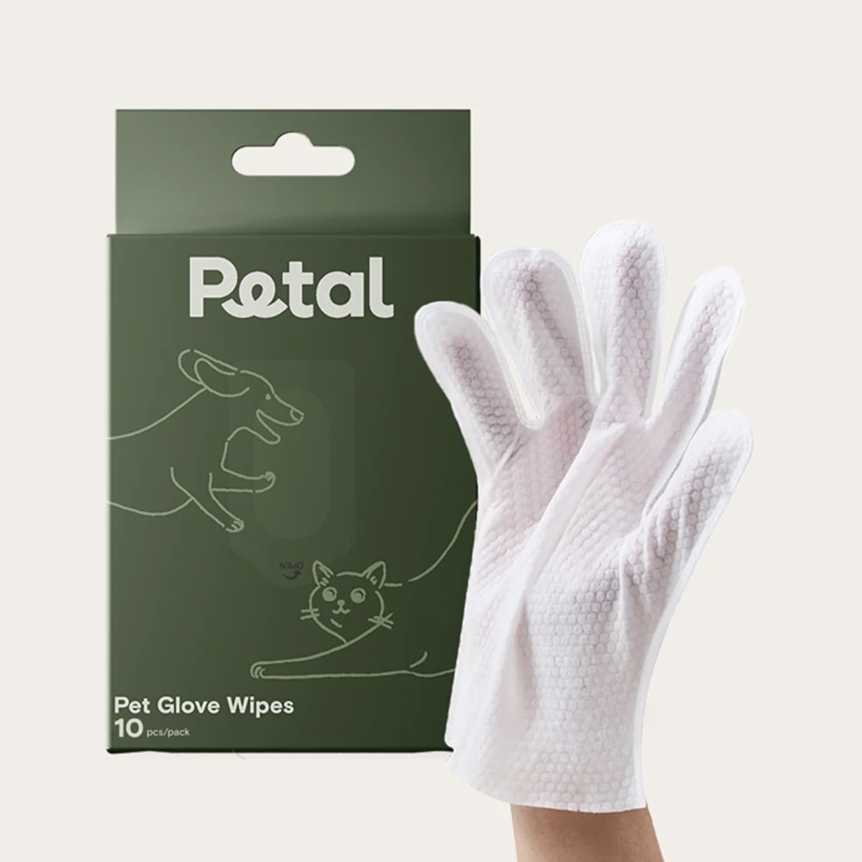 Petal 寵物乾洗護理濕巾手套